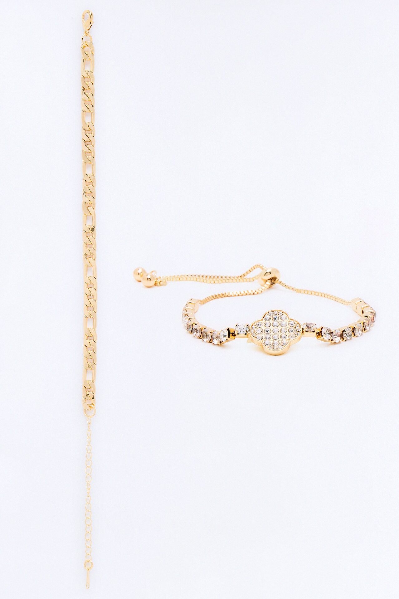 Shine On Clover 2 Piece Anklet Set - Gold