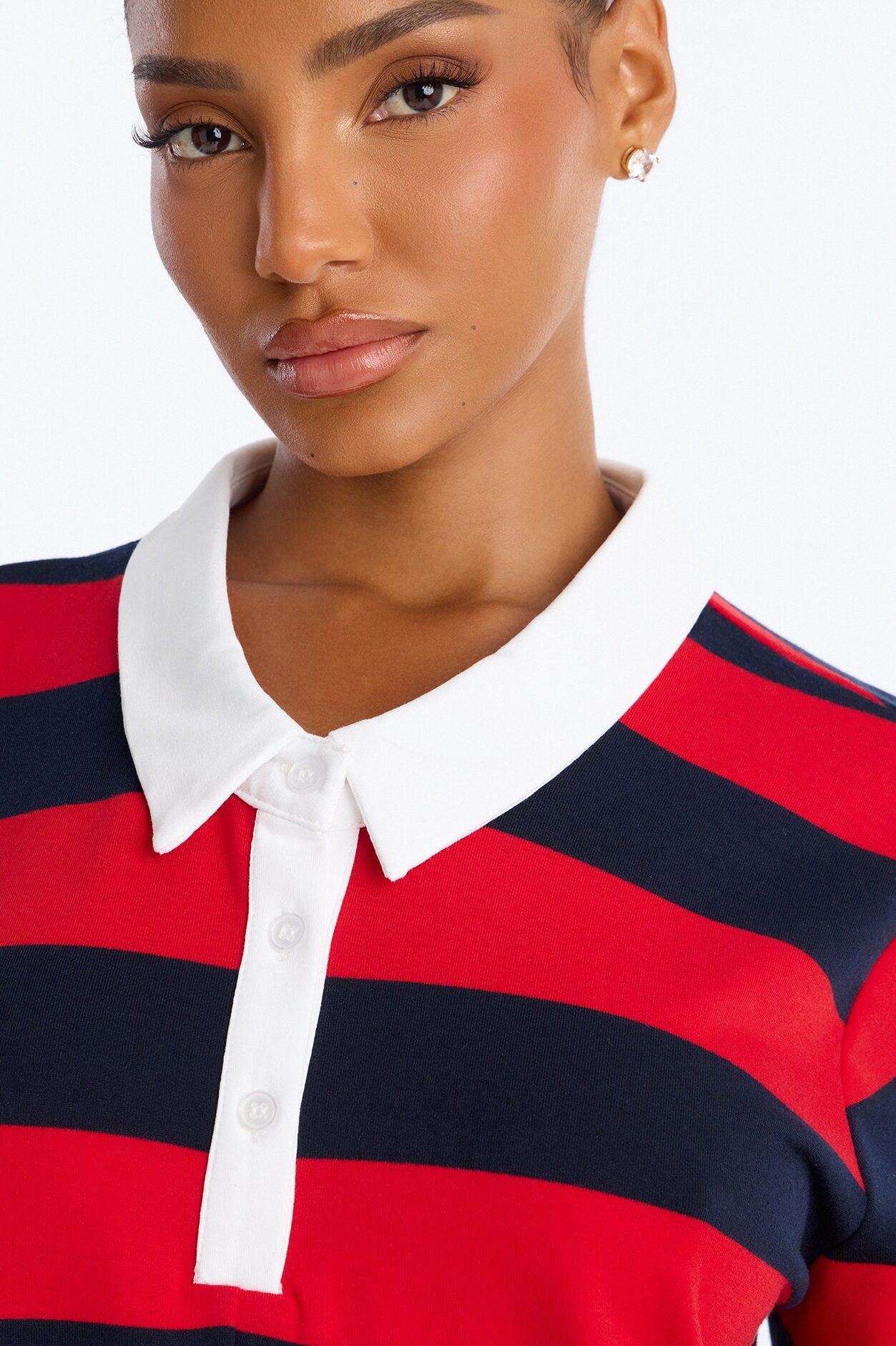 Bailey Striped Polo Romper - Burgundy
