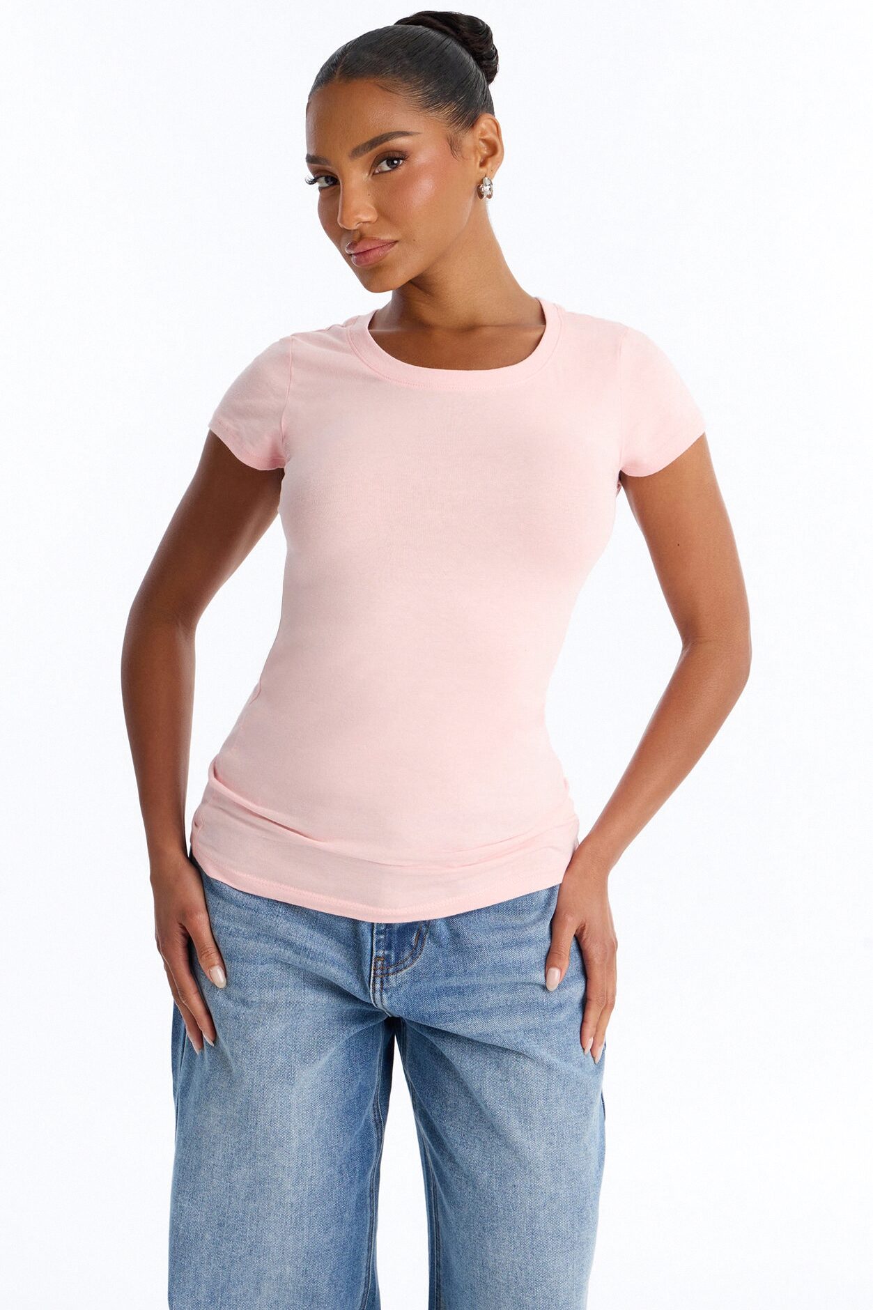 Sabrina Crew Neck Tee - Light Pink