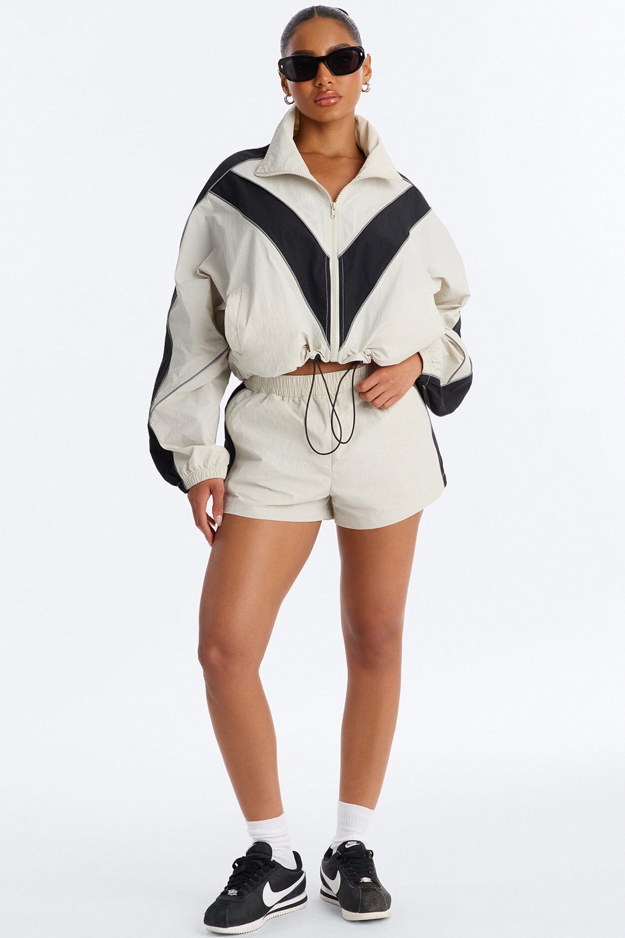 Break A Sweat Windbreaker Track Shorts - Taupe/combo