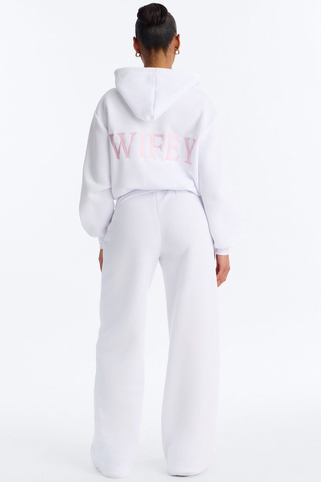 Wifey Era Fleece Pant Set - White/Pink