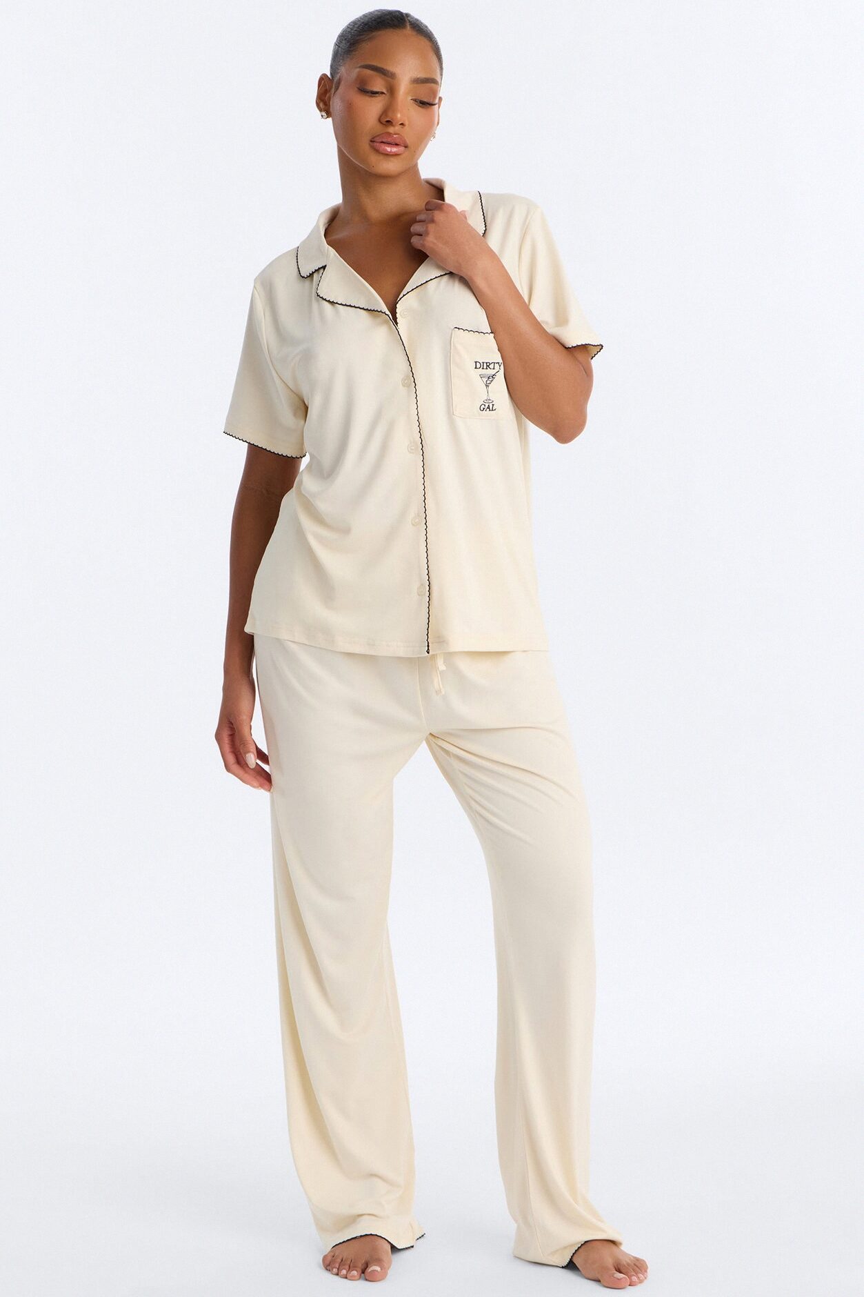 She Likes It Dirty PJ Pant Set - Cream/combo