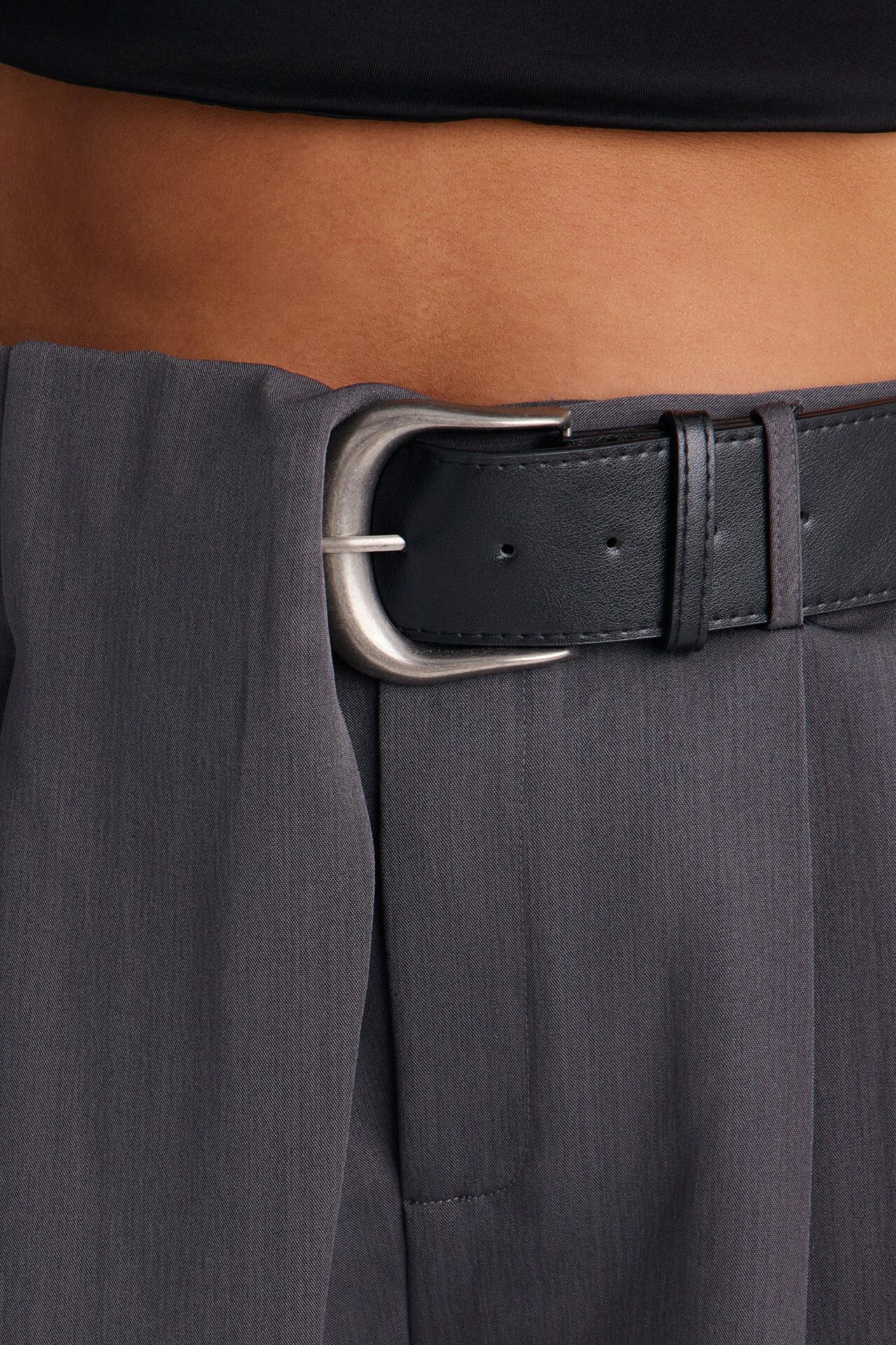 Natalie High Rise Wide Leg Trouser - Charcoal