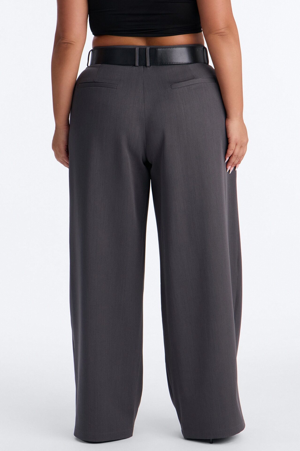 Natalie High Rise Wide Leg Trouser - Charcoal