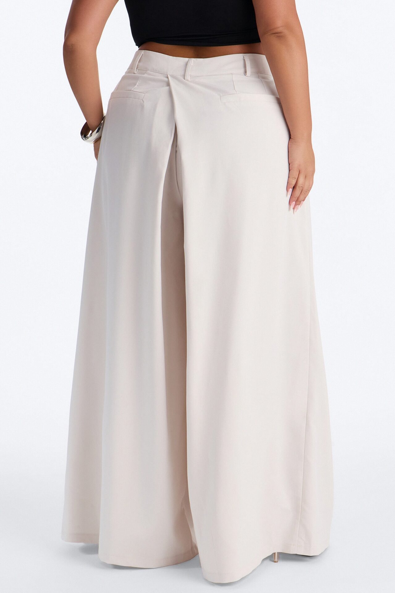 The Kayne Pleated Crossover Wide Leg Pant - Ivory