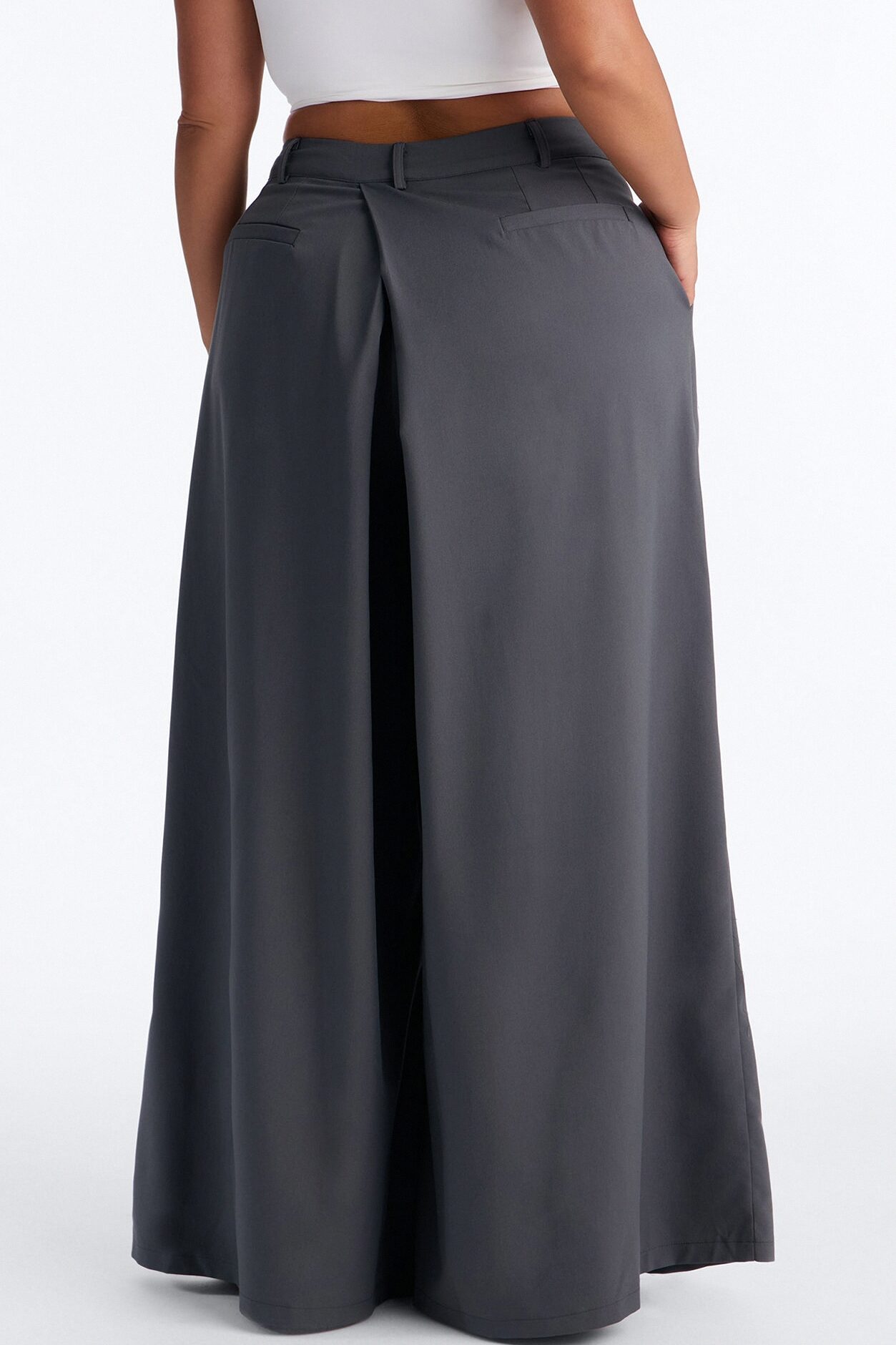 The Kayne Pleated Crossover Wide Leg Pant - Grey