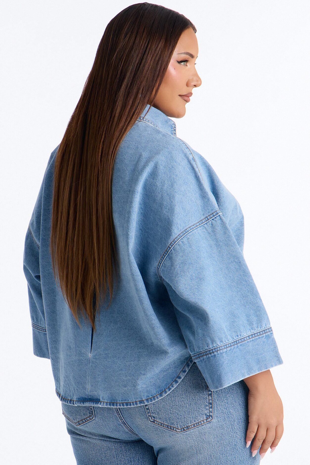 Fit Secured Oversized Denim Shirt - Light Wash