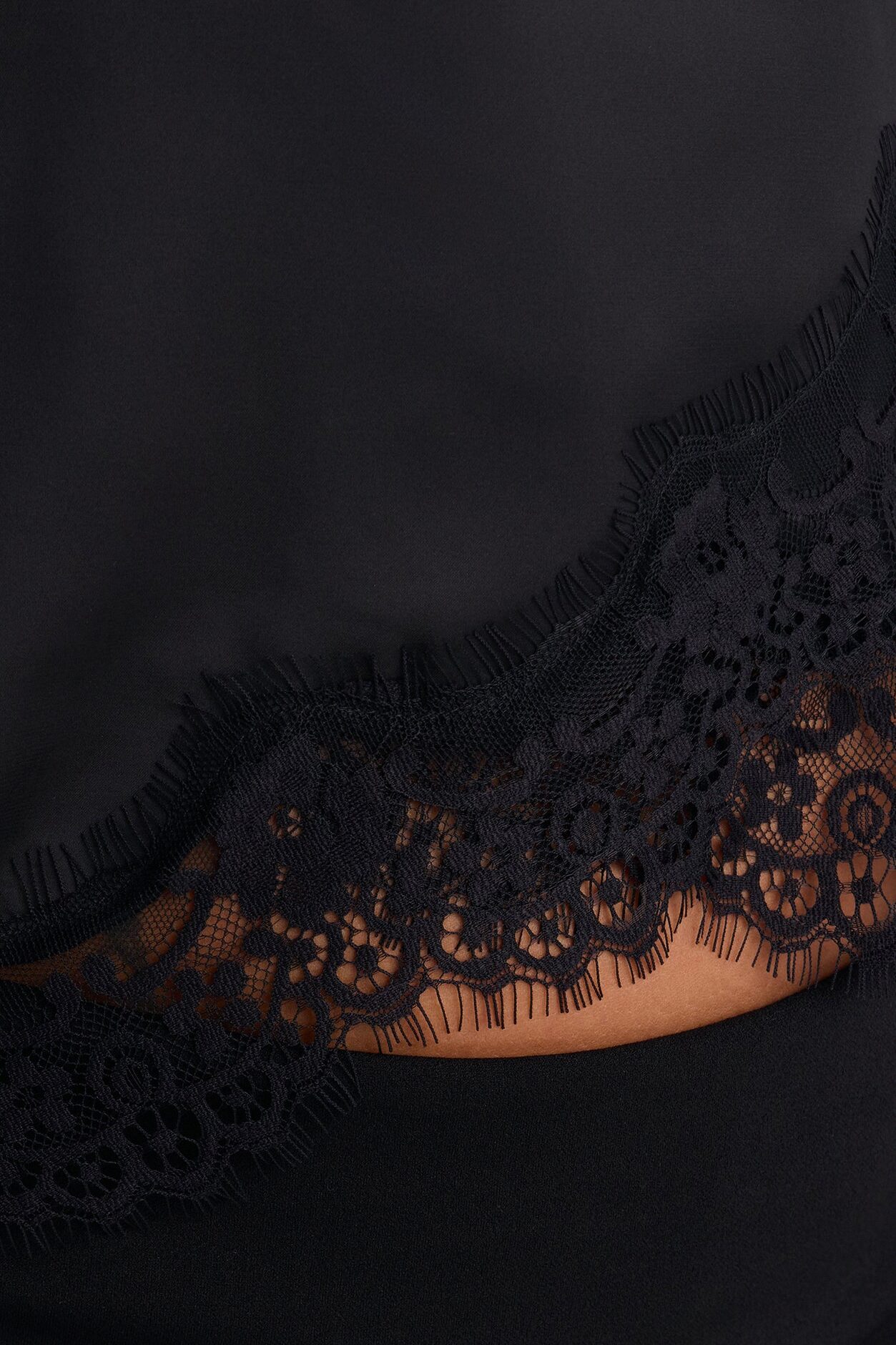 Pretty Poison Lace Trim Satin Tube Top - Black