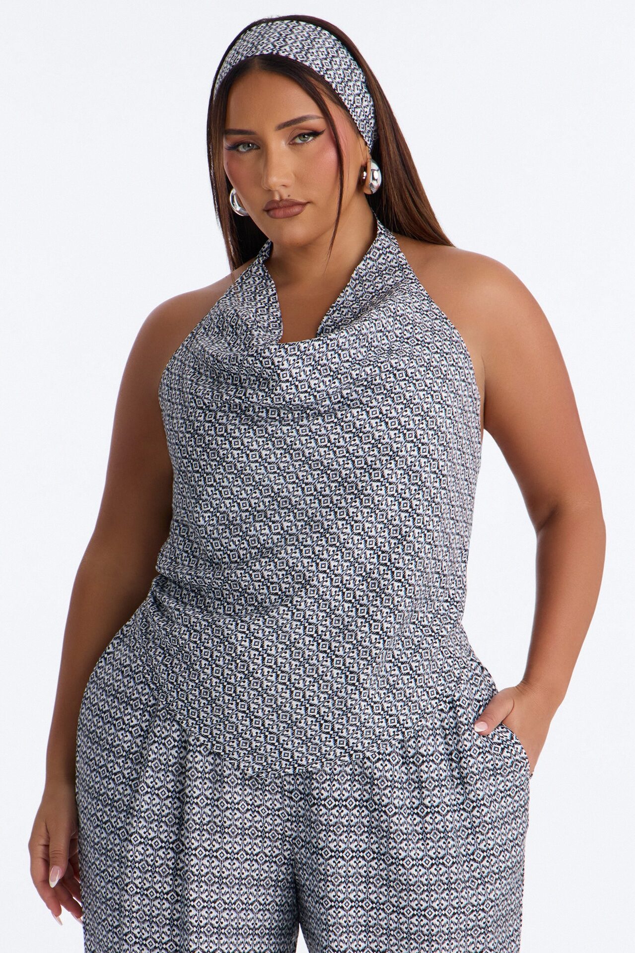 Bailey 3 Piece Halter Pant Set - Black/combo