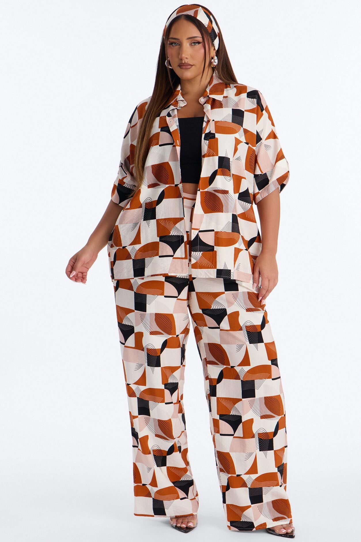 Savanna 3 Piece Pant Set - Rust/combo
