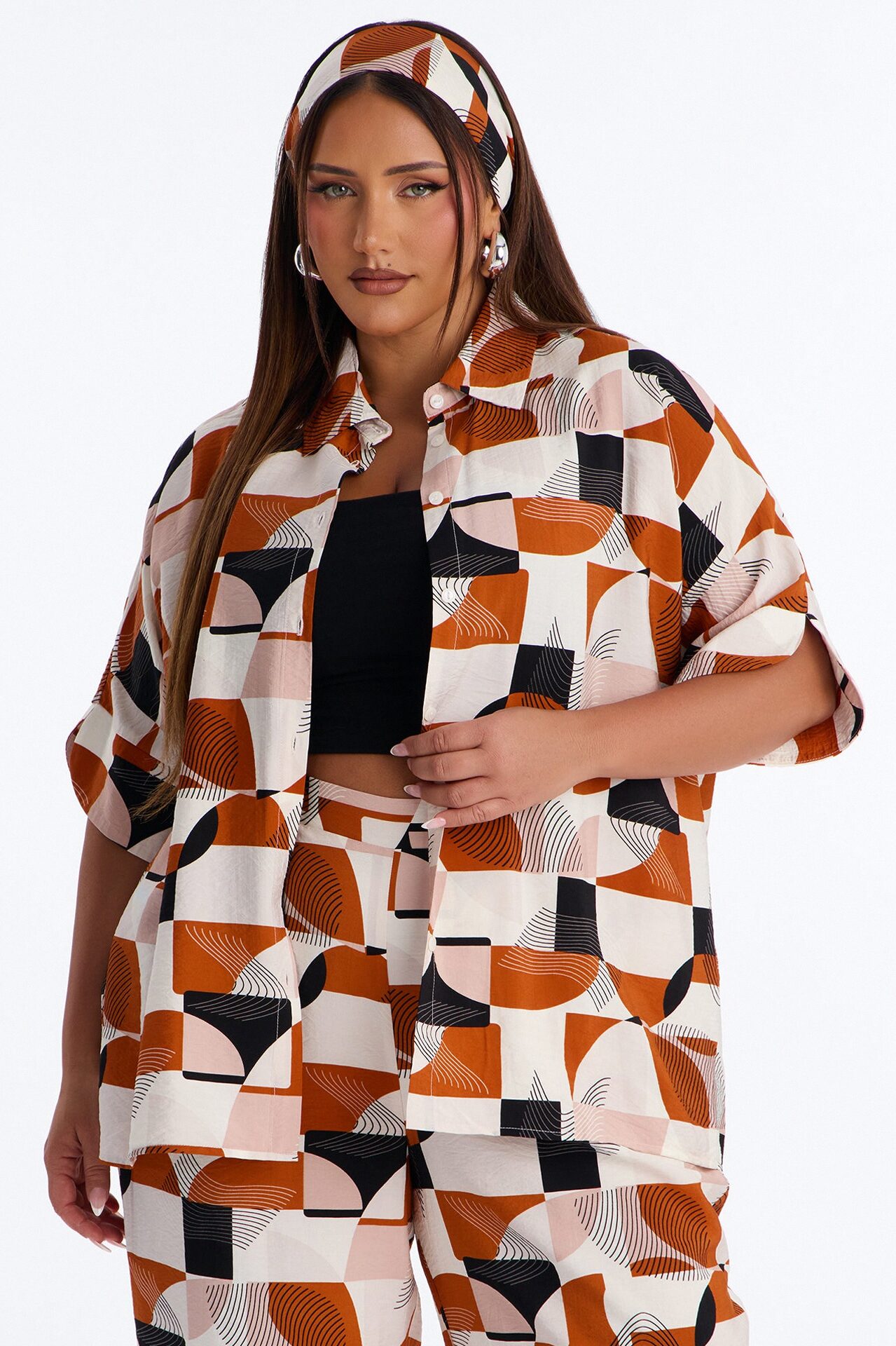 Savanna 3 Piece Pant Set - Rust/combo