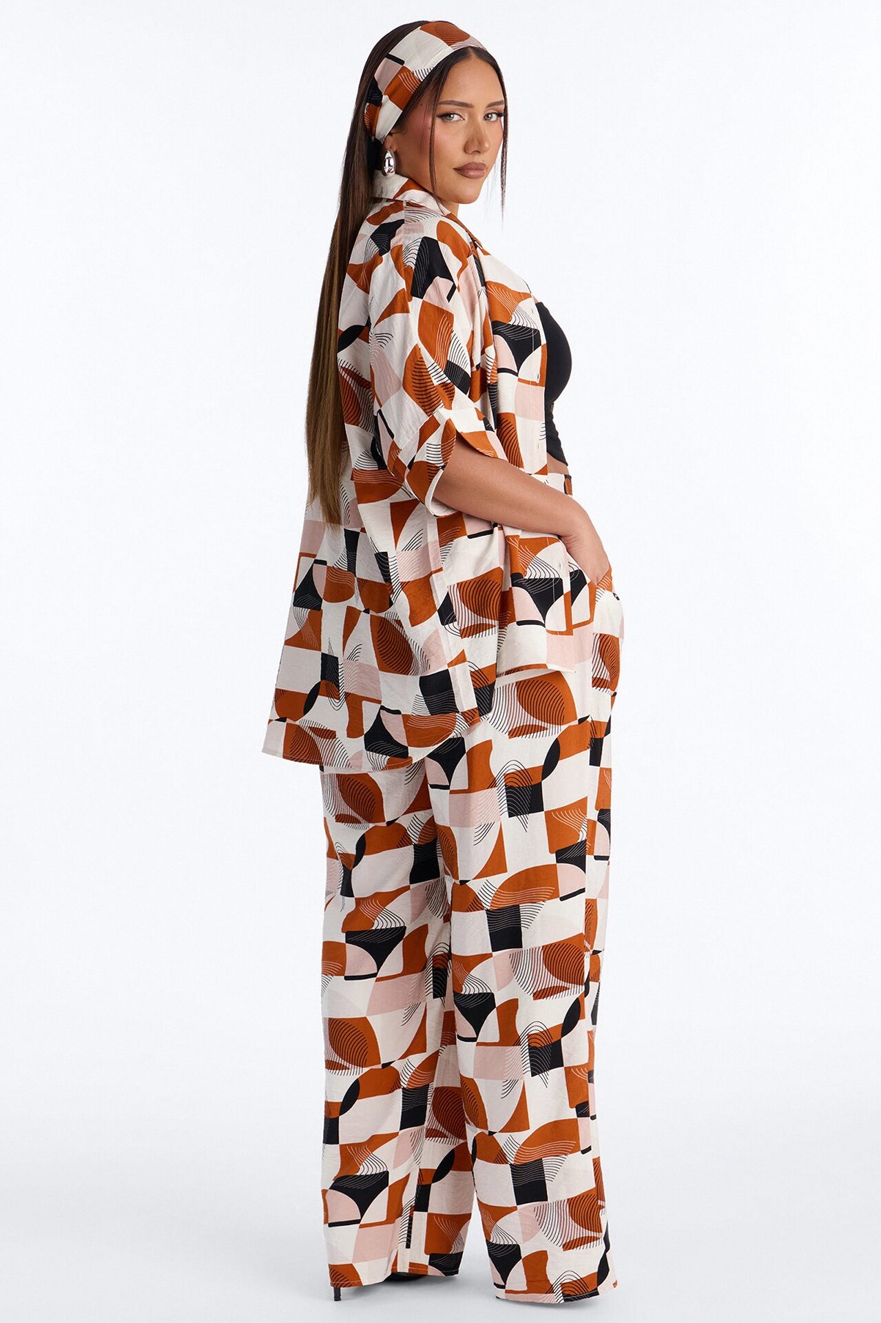 Savanna 3 Piece Pant Set - Rust/combo