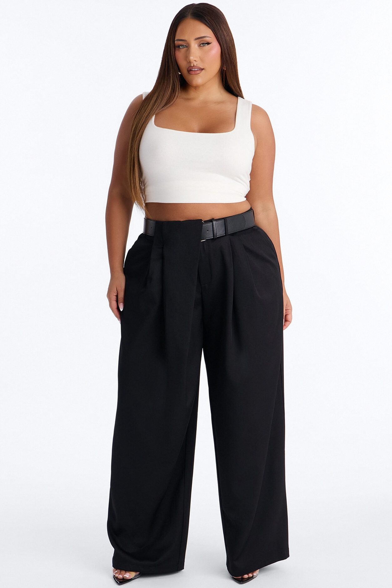 Natalie High Rise Wide Leg Trouser - Black
