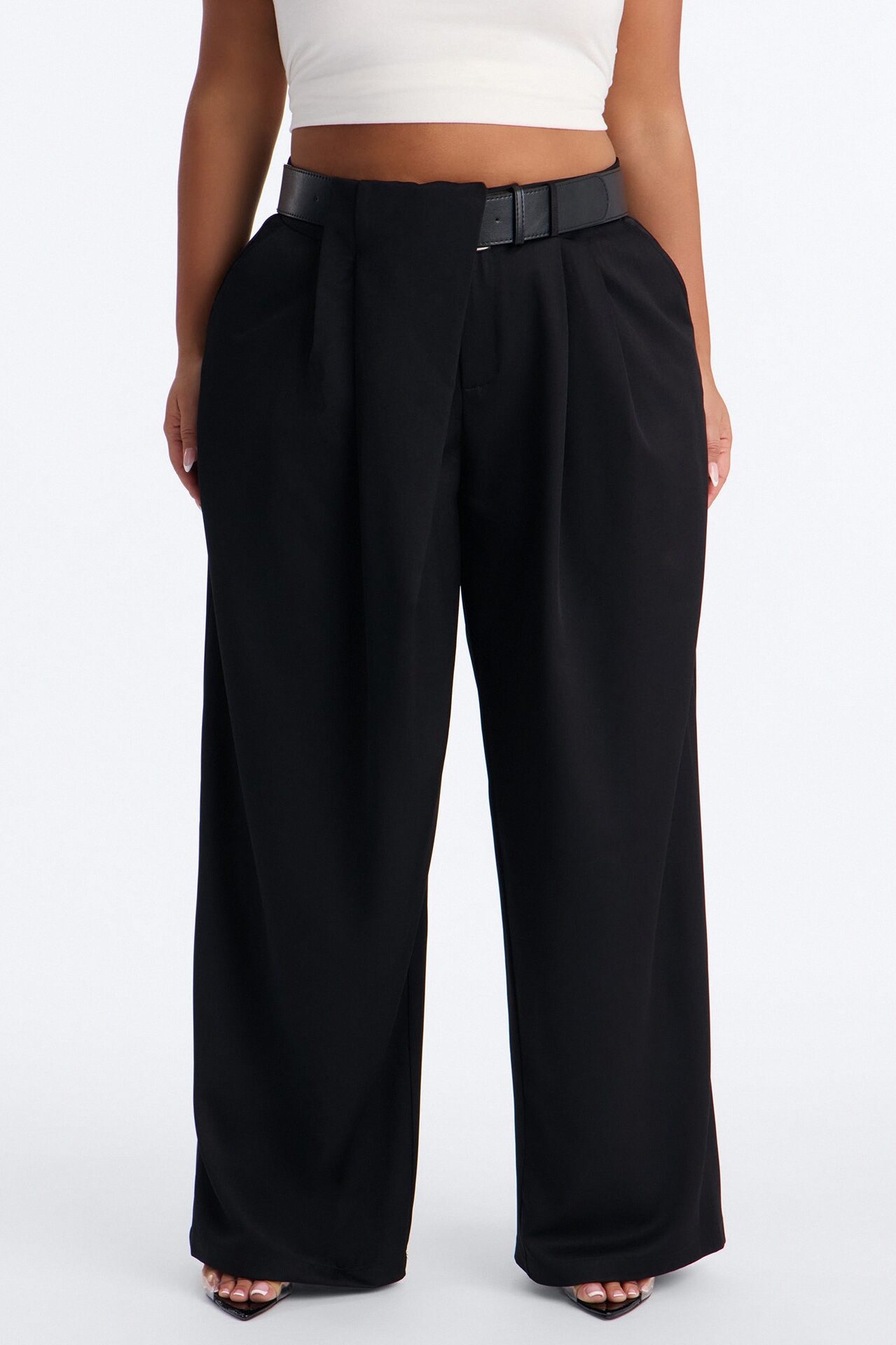 Natalie High Rise Wide Leg Trouser - Black