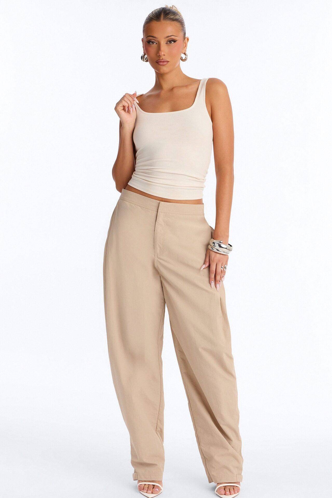 Nylon Windbreaker Pant - Stone