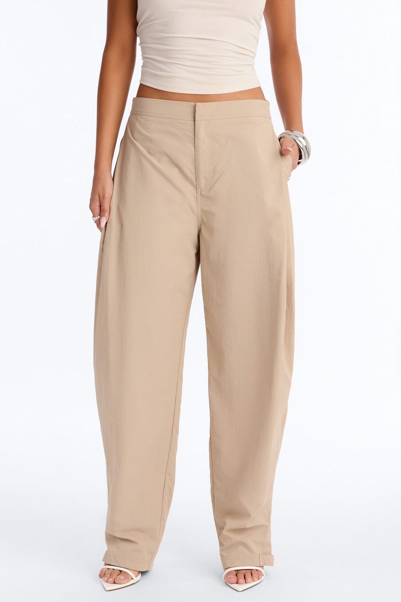 Nylon Windbreaker Pant - Stone