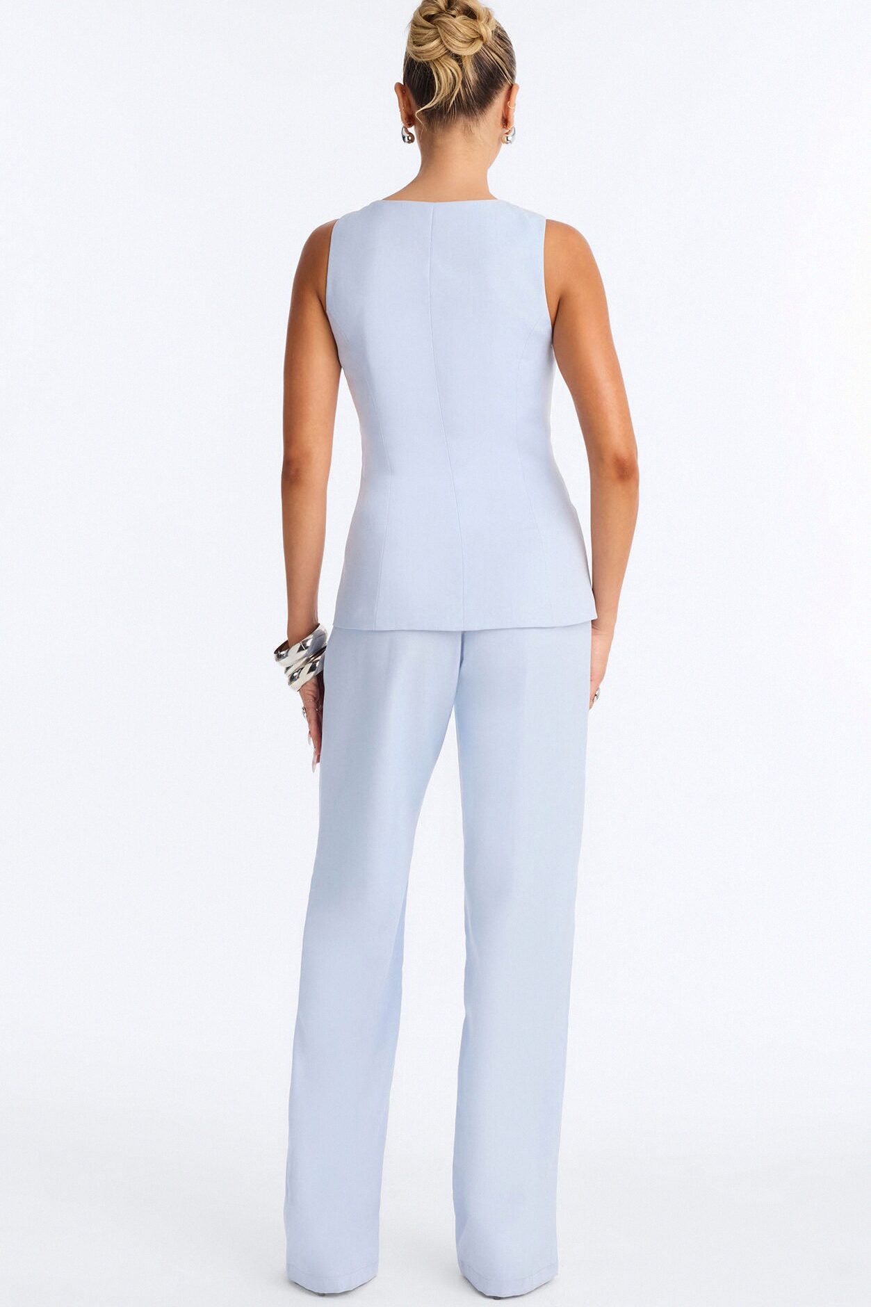 Annabelle Sleeveless Straight Leg Jumpsuit - Blue