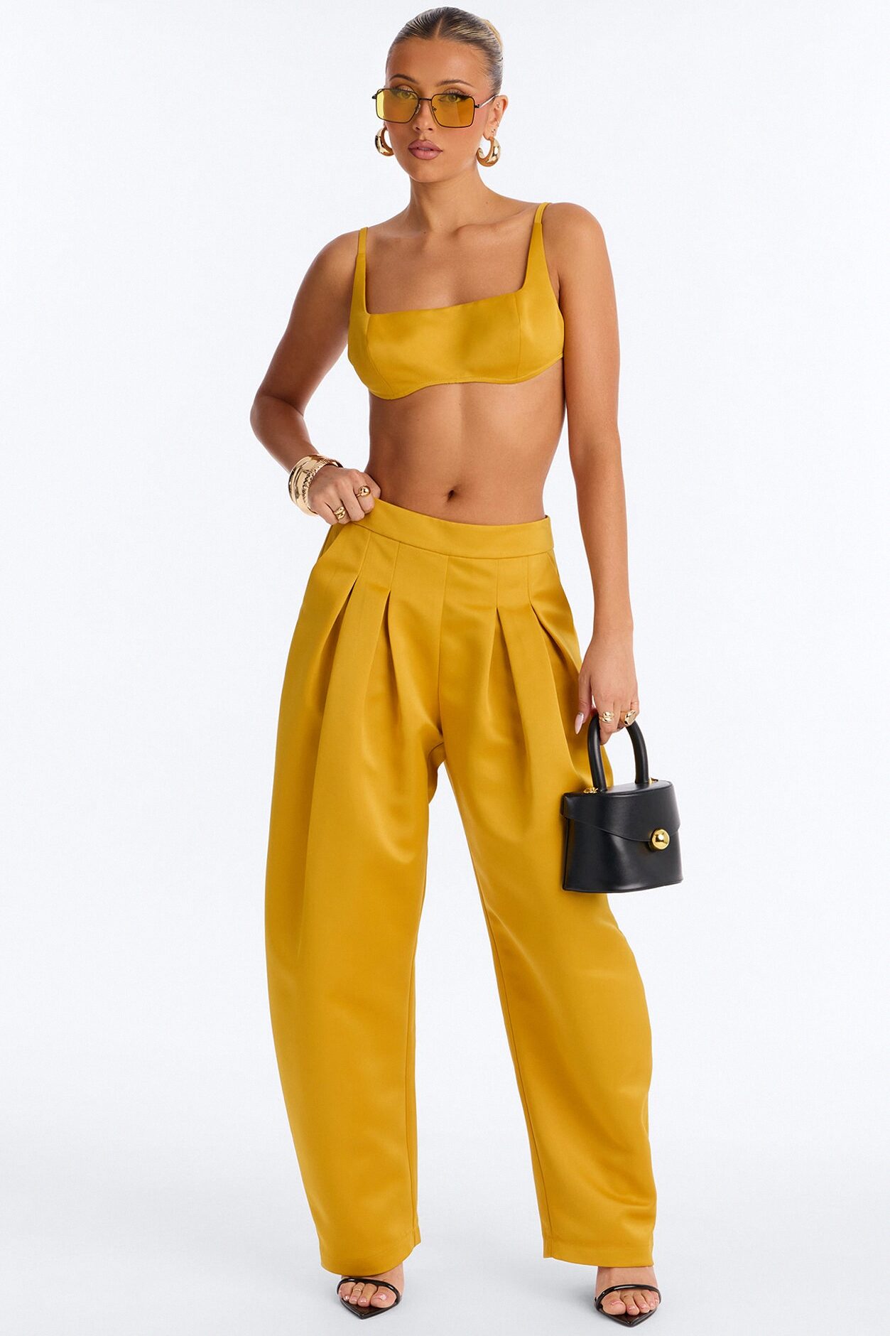 Ottilie Square Neck Tie Back Bralette Top - Yellow