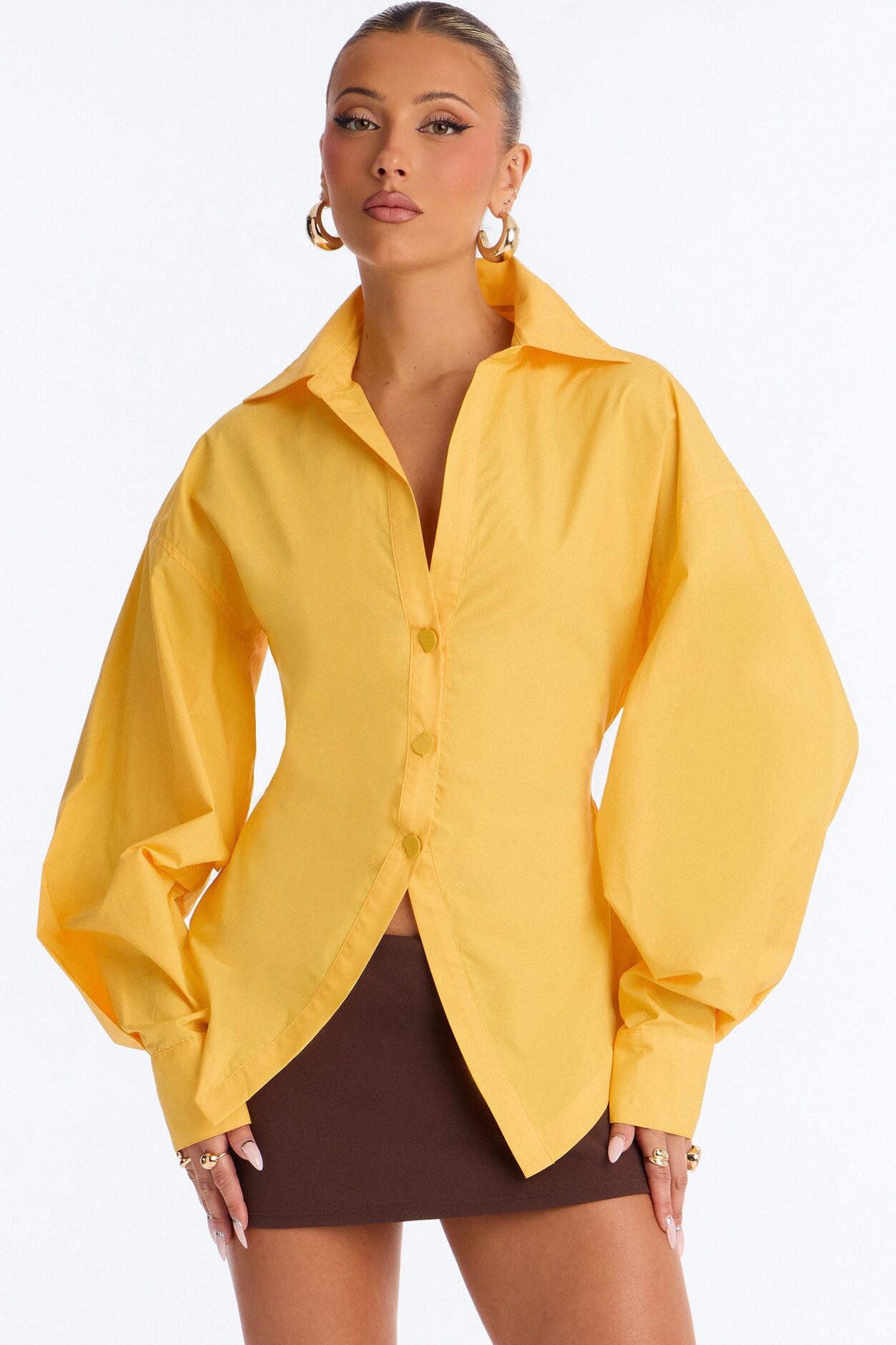 Junie Oversized Button Down Top - Orange