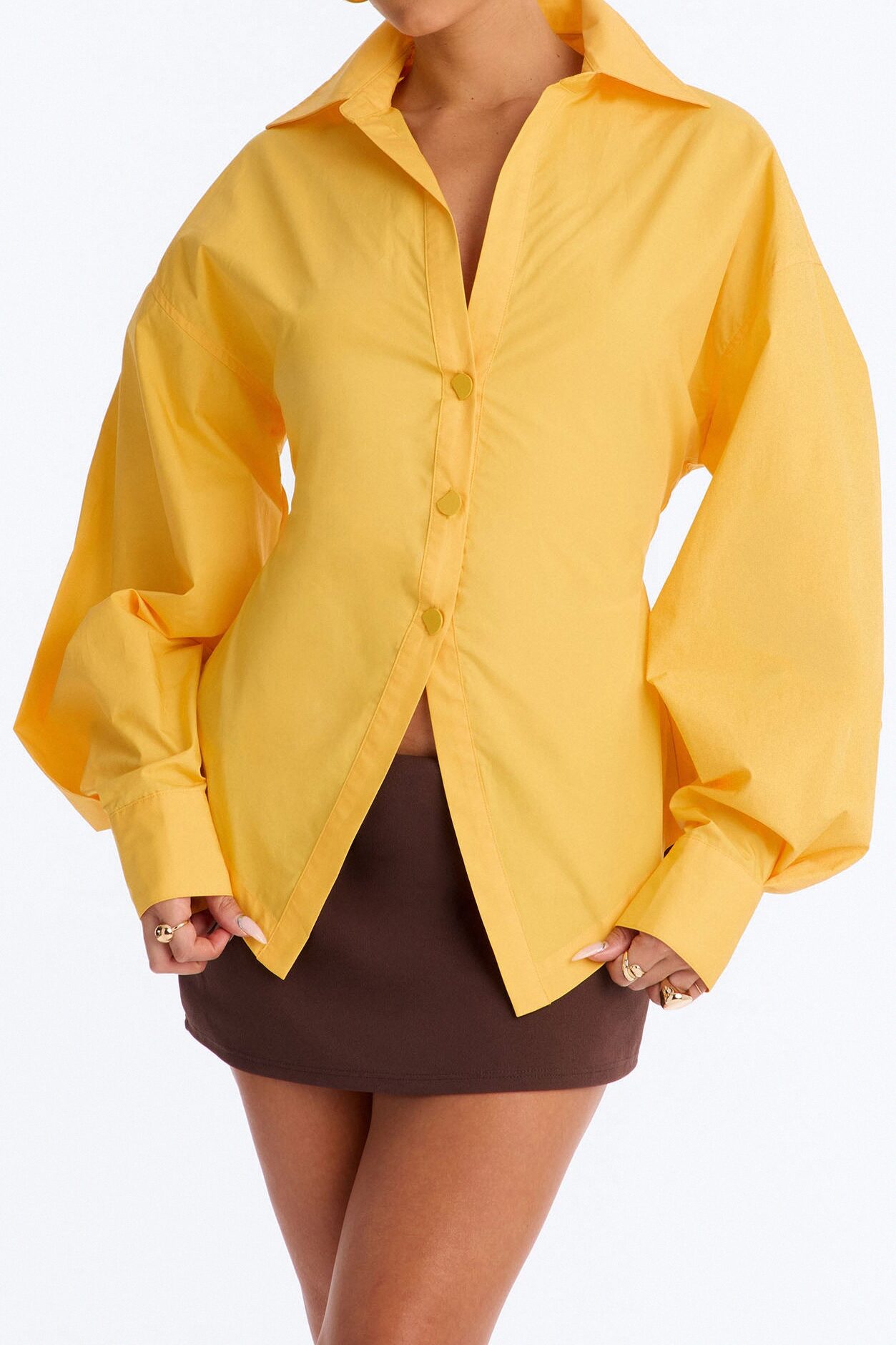Junie Oversized Button Down Top - Orange