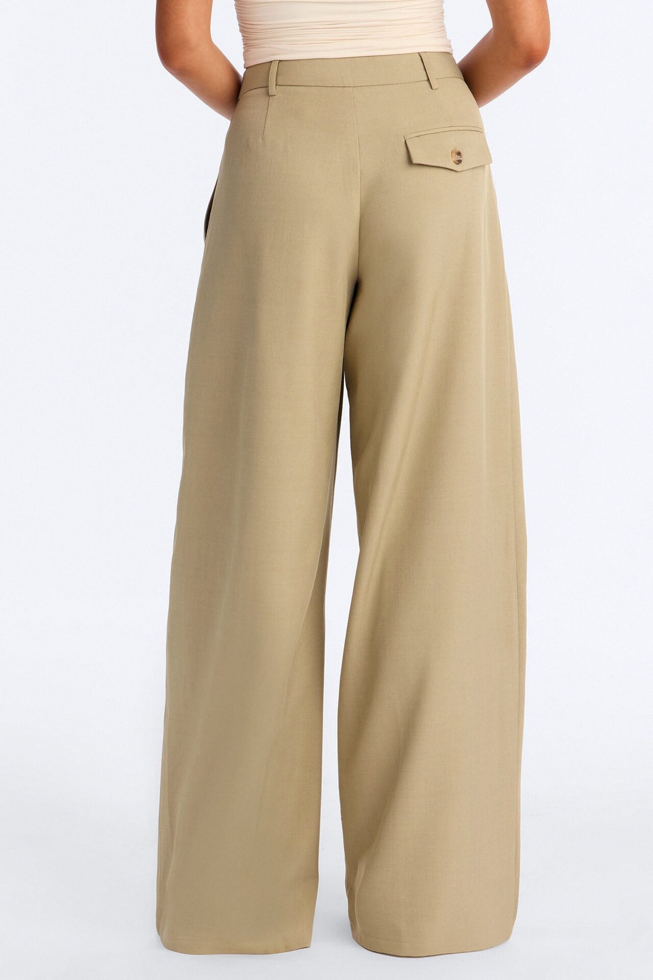 Margaret Solid Wide Leg Front Wrap Trouser Pant - Sage