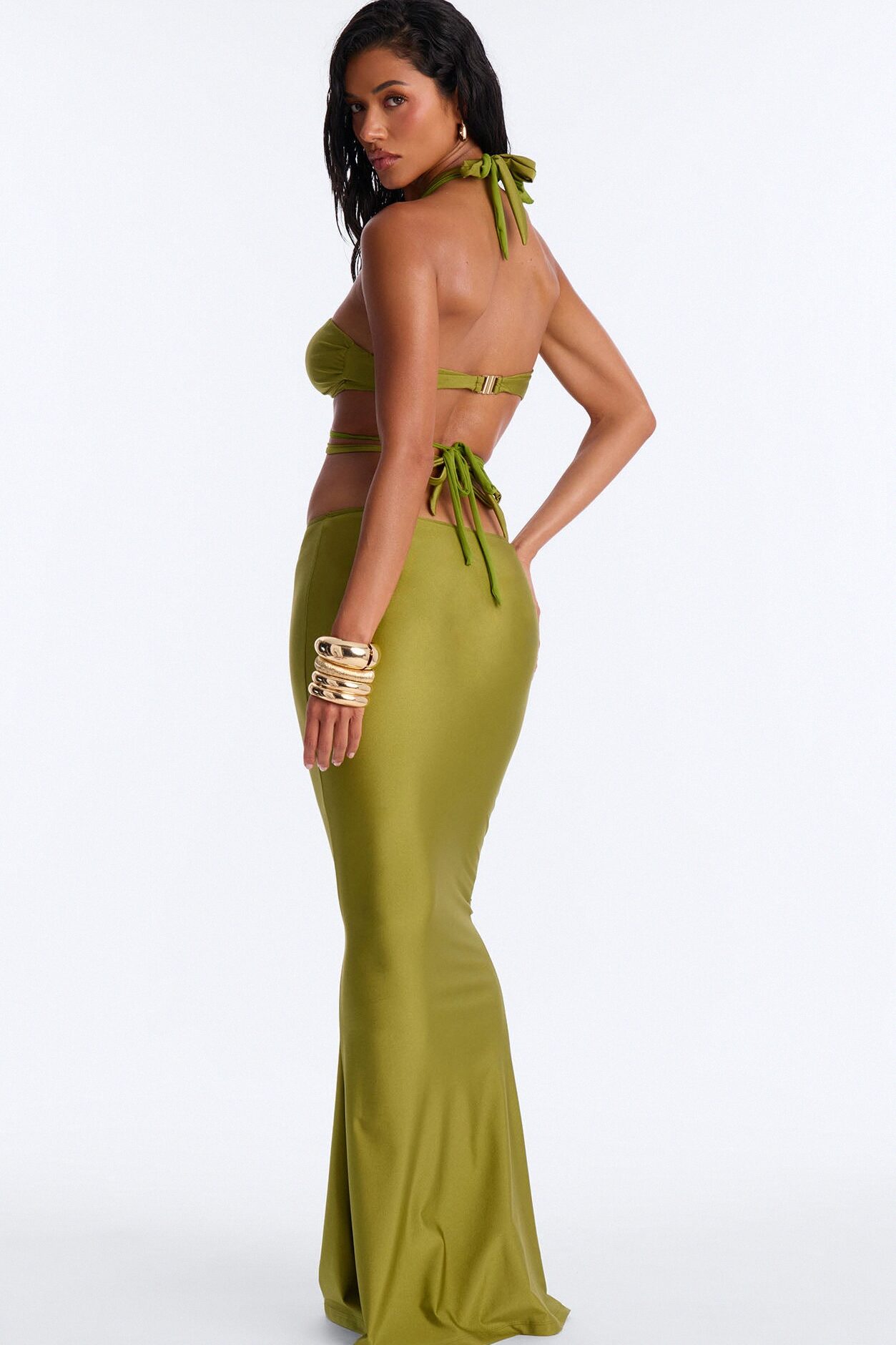 Island Hideaway 3 Piece Bandeau Bikini Set - Green