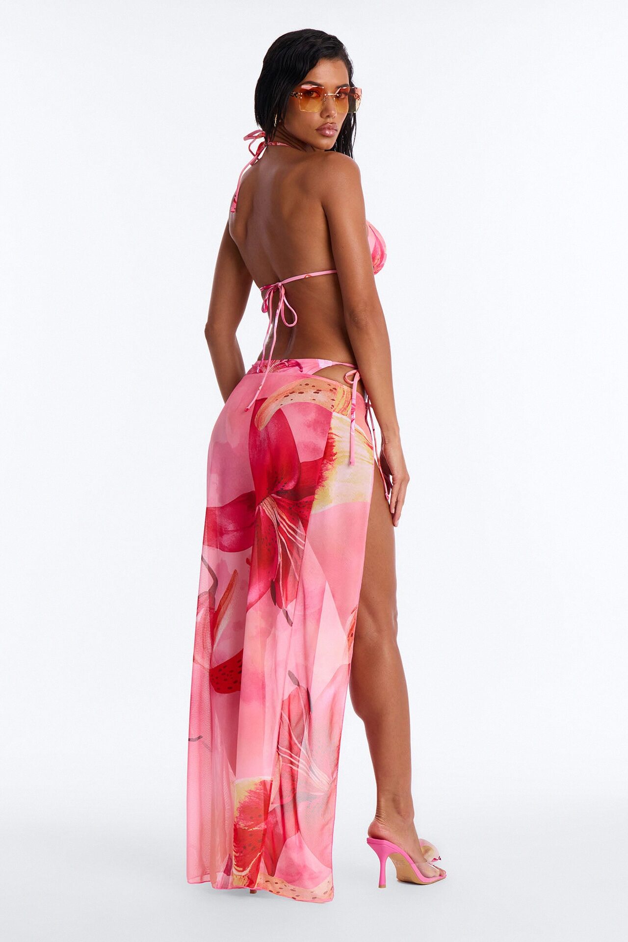 Sandra Floral 3 Piece Bikini & Skirt Sunsuit - Pink/combo