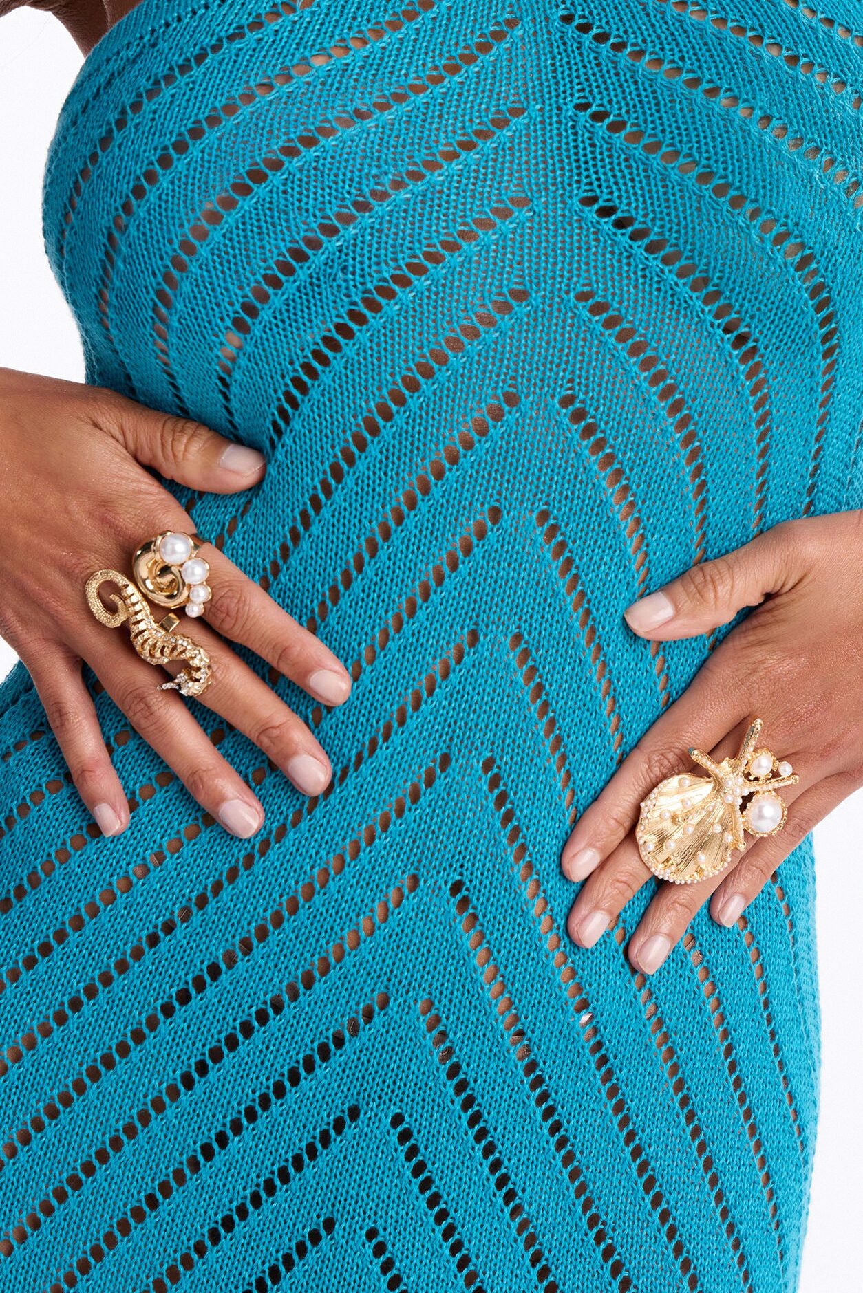 Paradise Seashells 3 Piece Ring Set - Gold