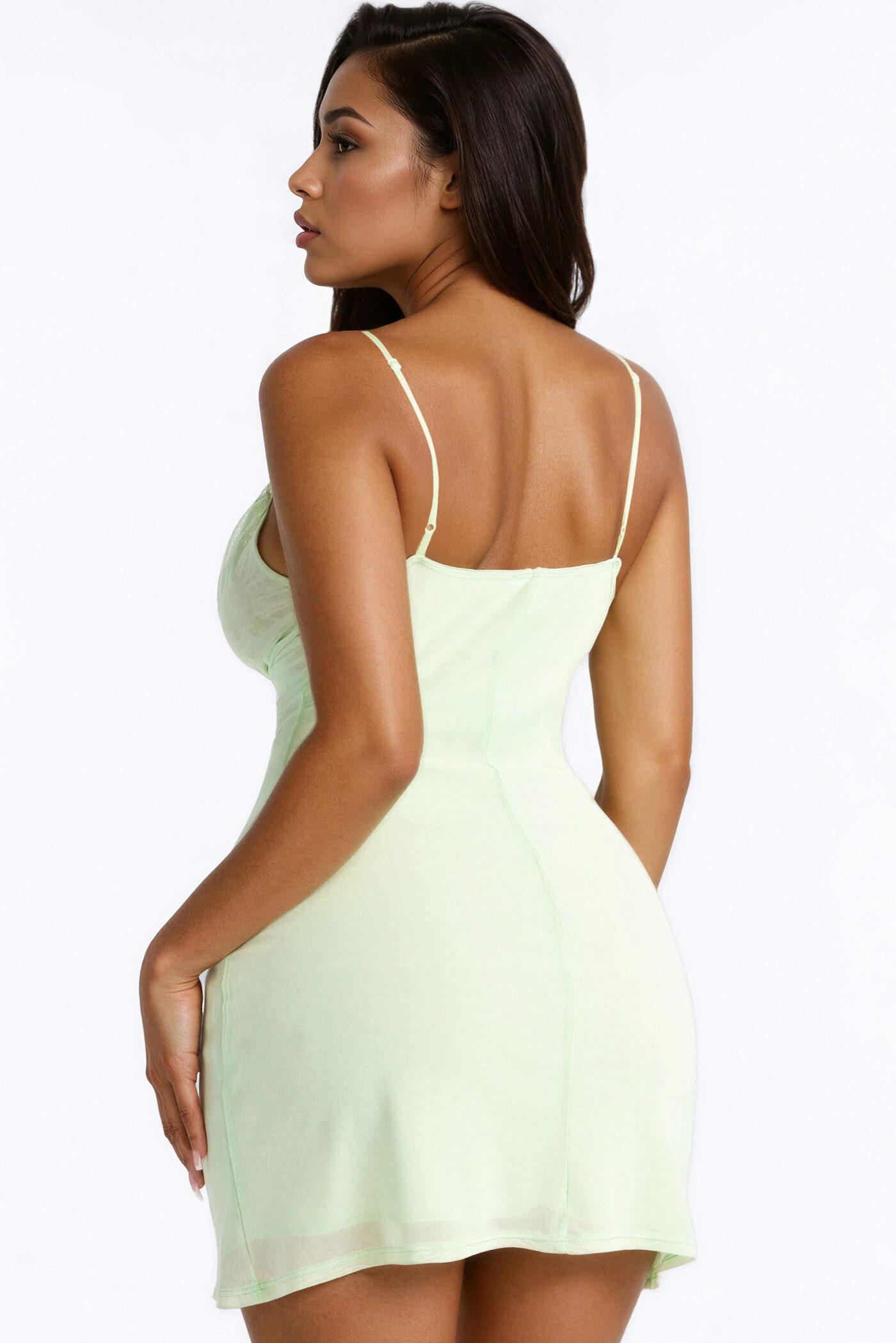 Champagne Giggles Mesh Mini Dress - Sage