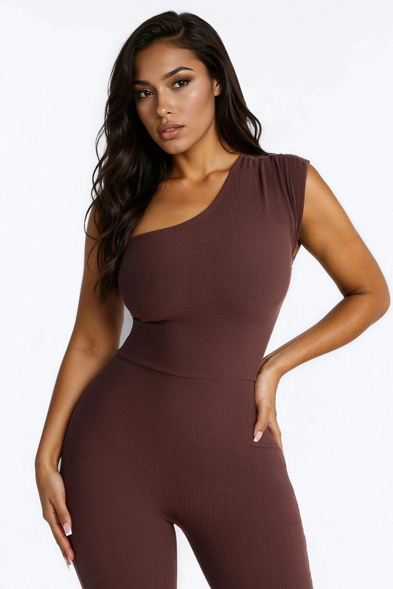 Scarlett Snatched Capri Catsuit - Chocolate