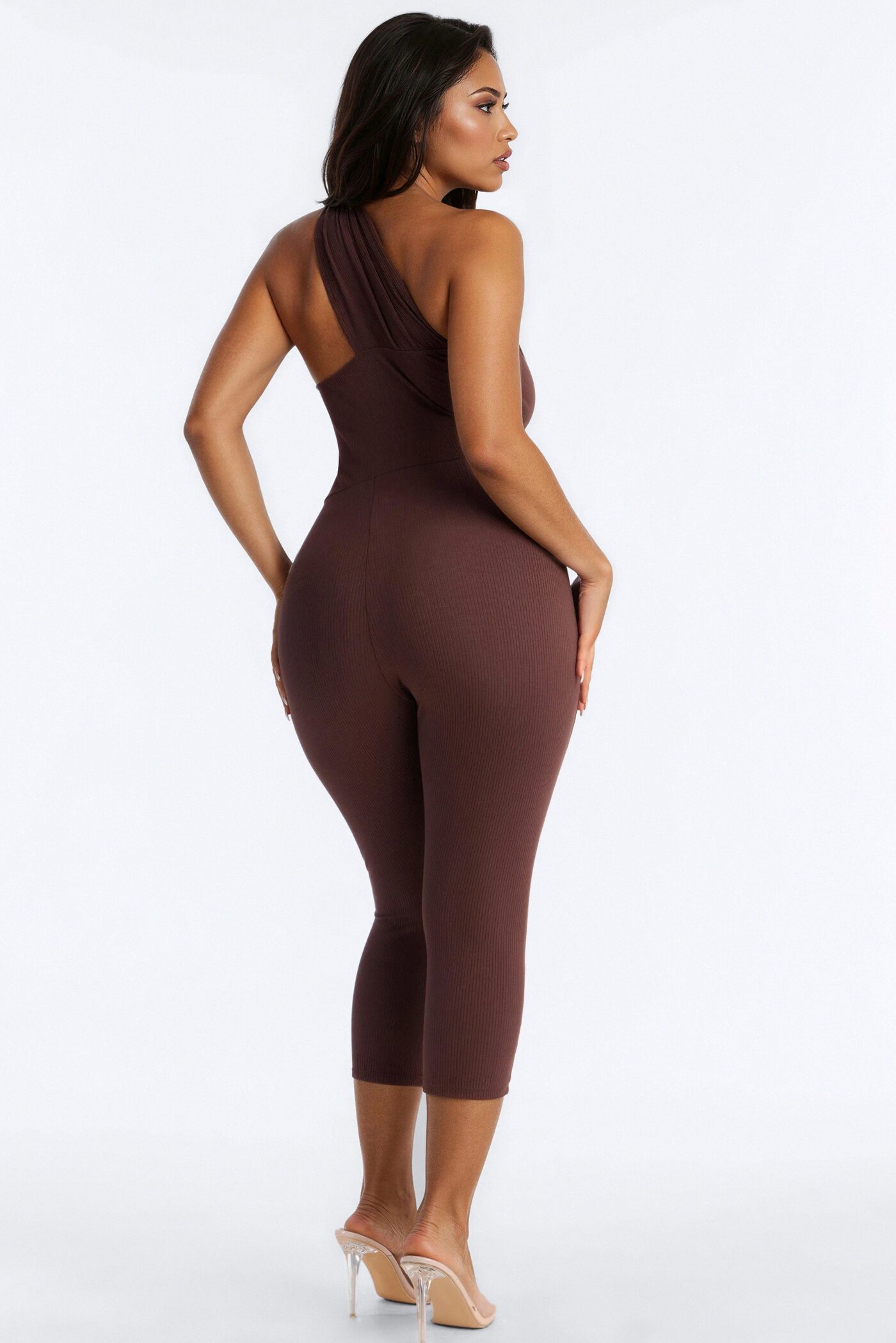 Scarlett Snatched Capri Catsuit - Chocolate