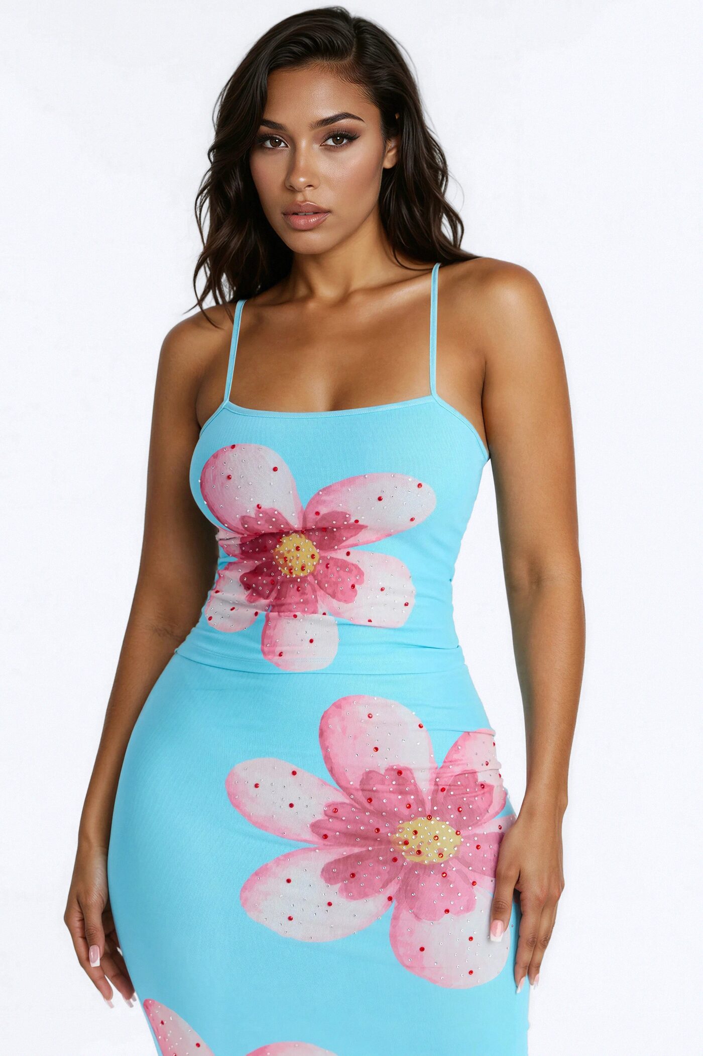 Sunkissed Glow Mesh Skirt Set - Blue/combo