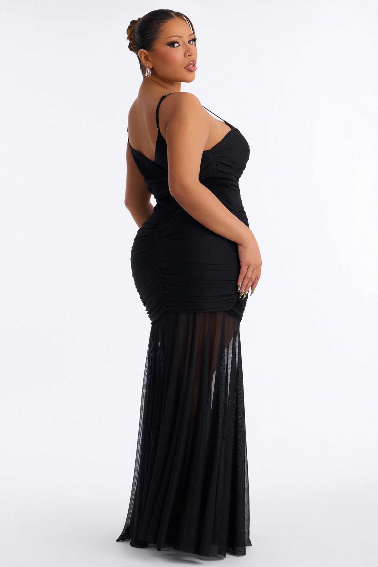 Lights Down Looks On Mesh Maxi Dress - Black