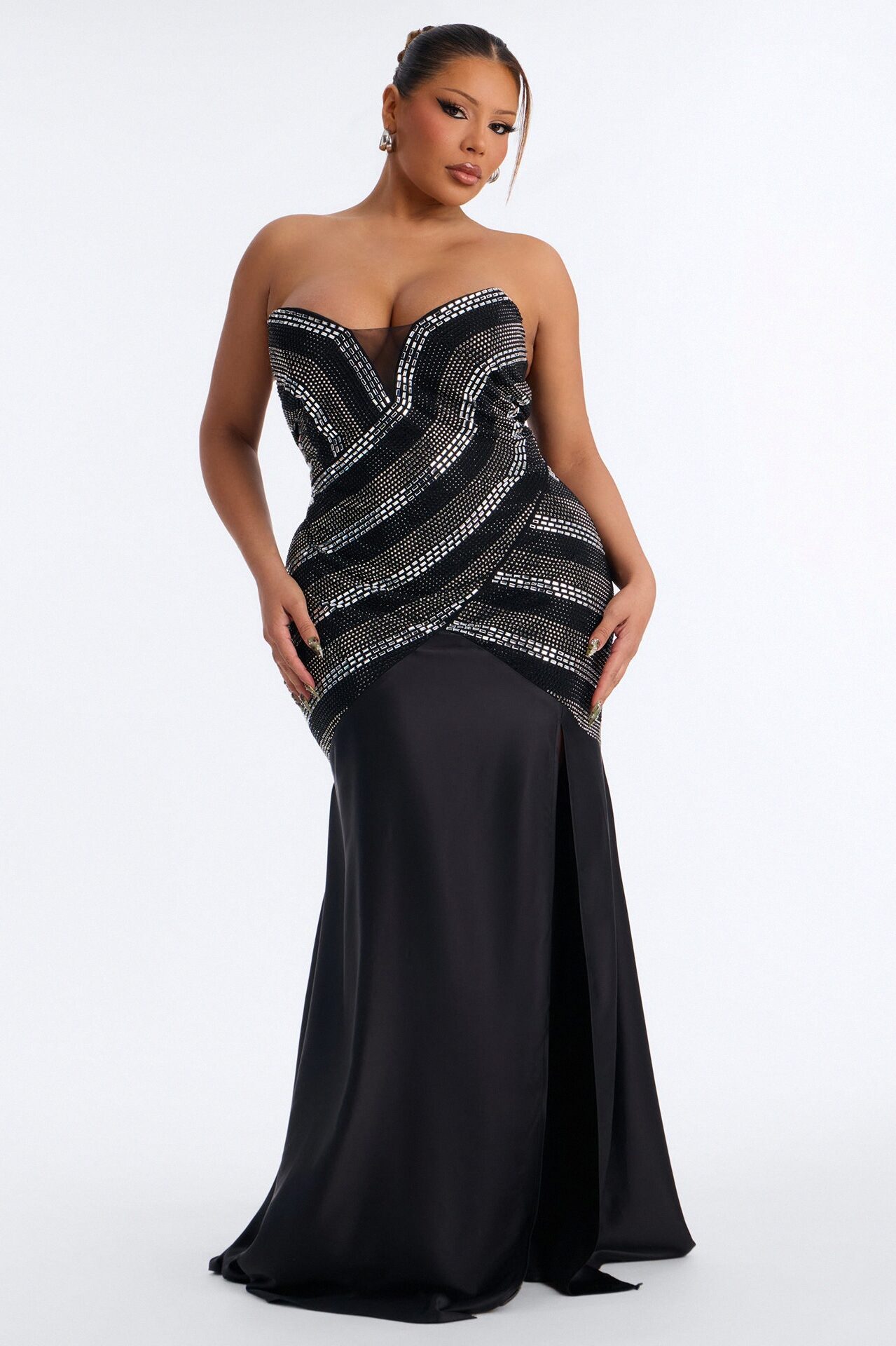 Daniella Embellished Drop Waist Gown - Black