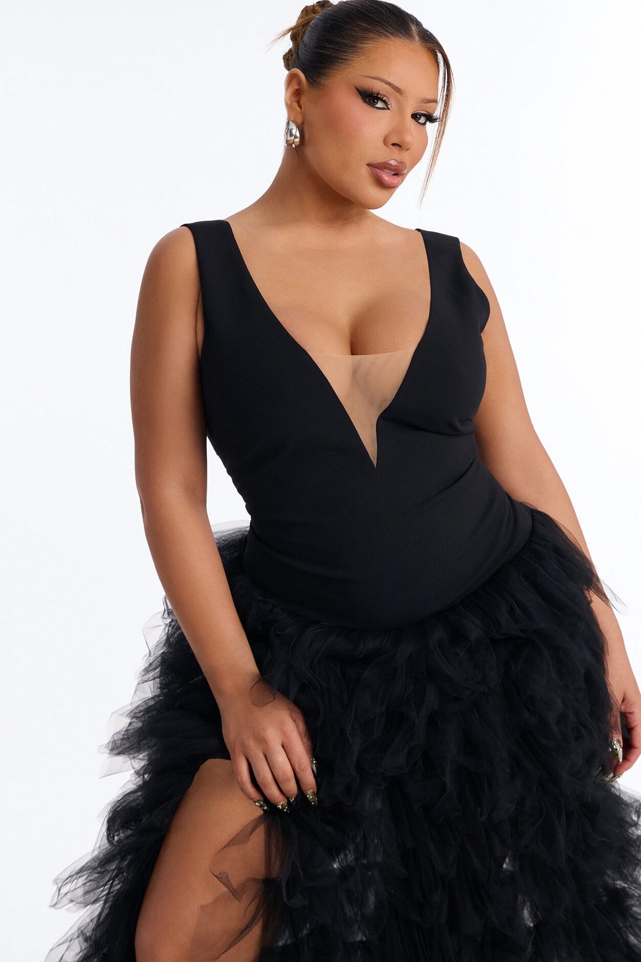 Madame Slays Ruffle Gown - Black