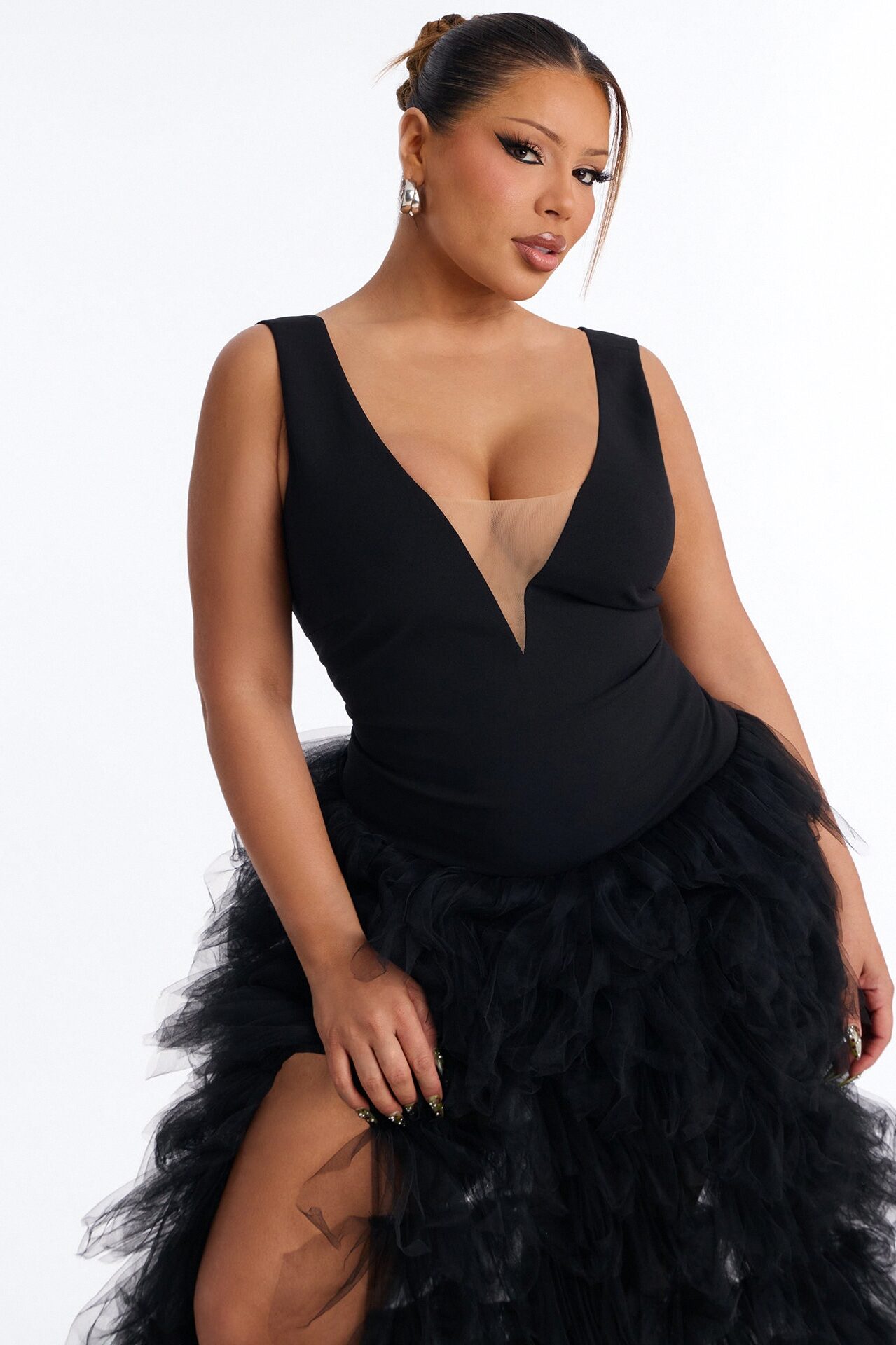 Madame Slays Ruffle Gown - Black