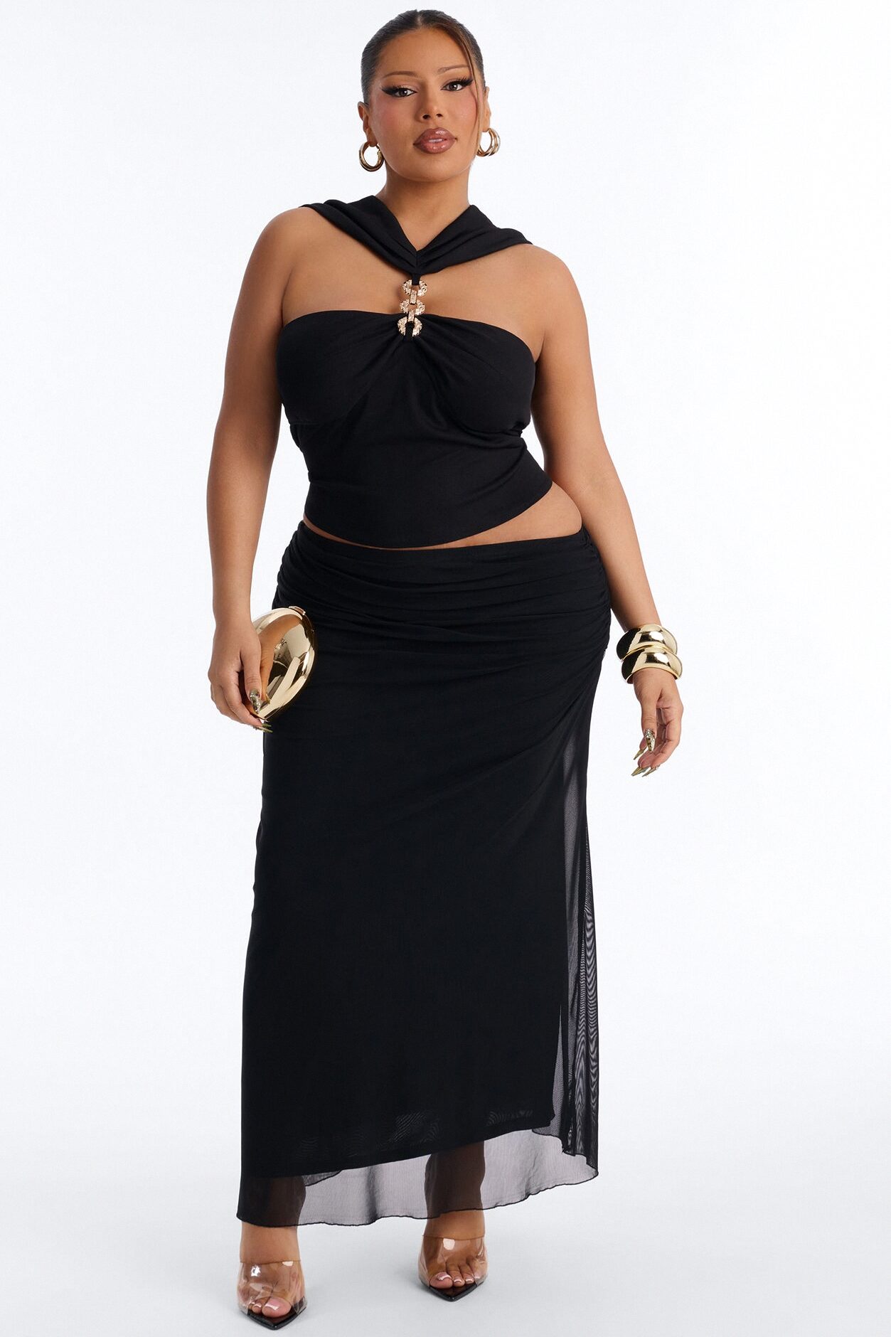 Break the Chain Ruched Sleeveless Top - Black