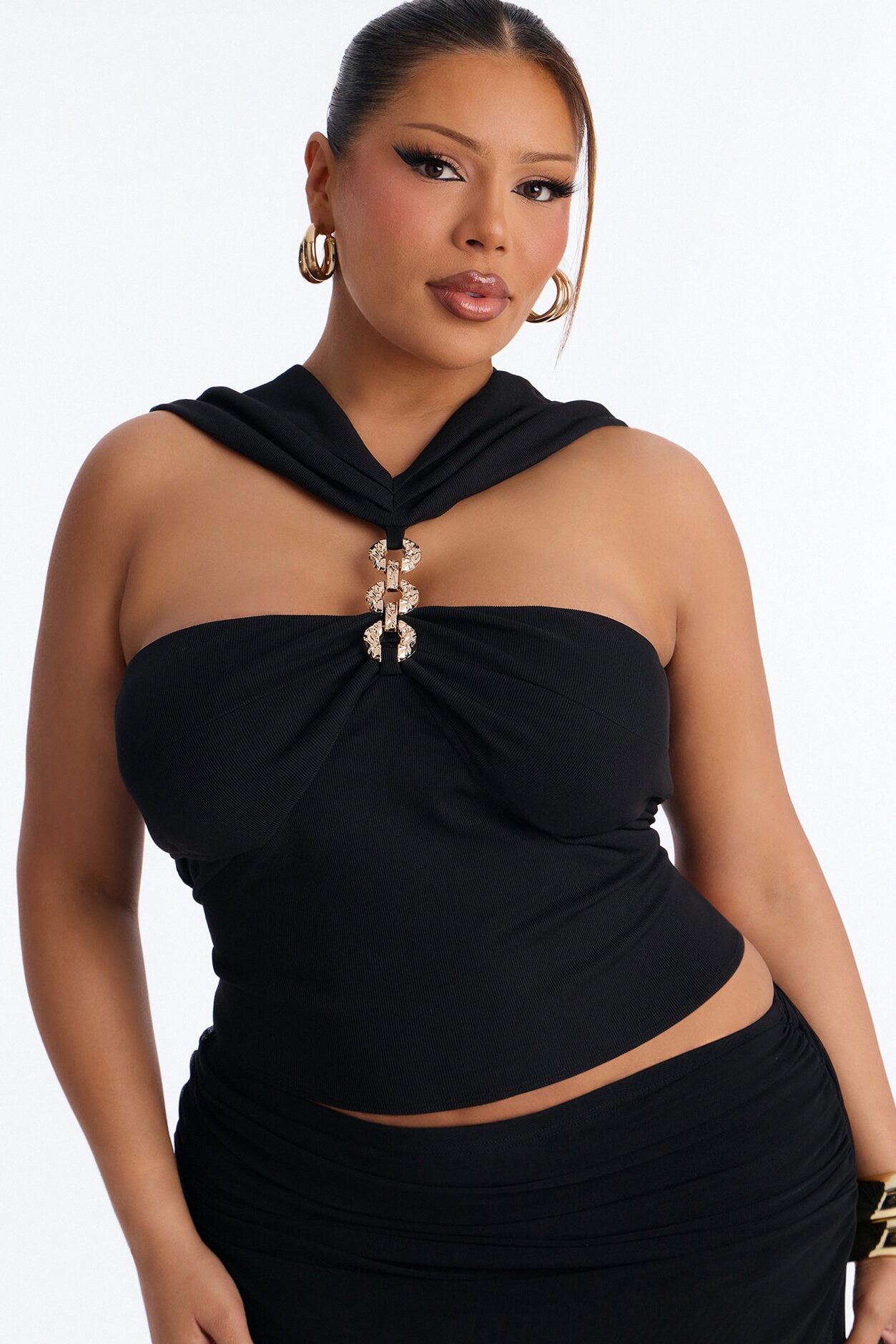 Break the Chain Ruched Sleeveless Top - Black
