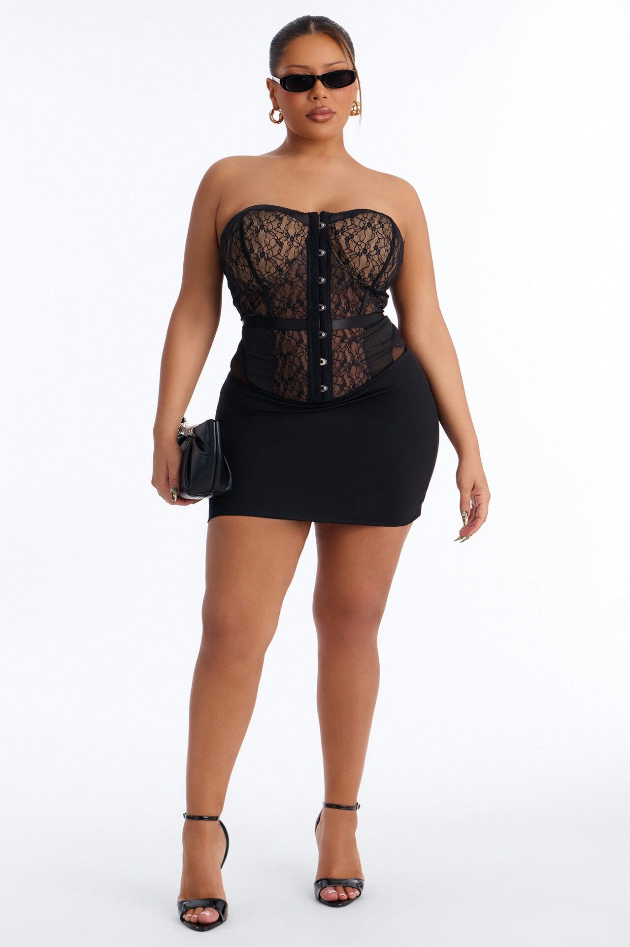 Jackie Lace Strapless Corset Bodysuit - Black/combo
