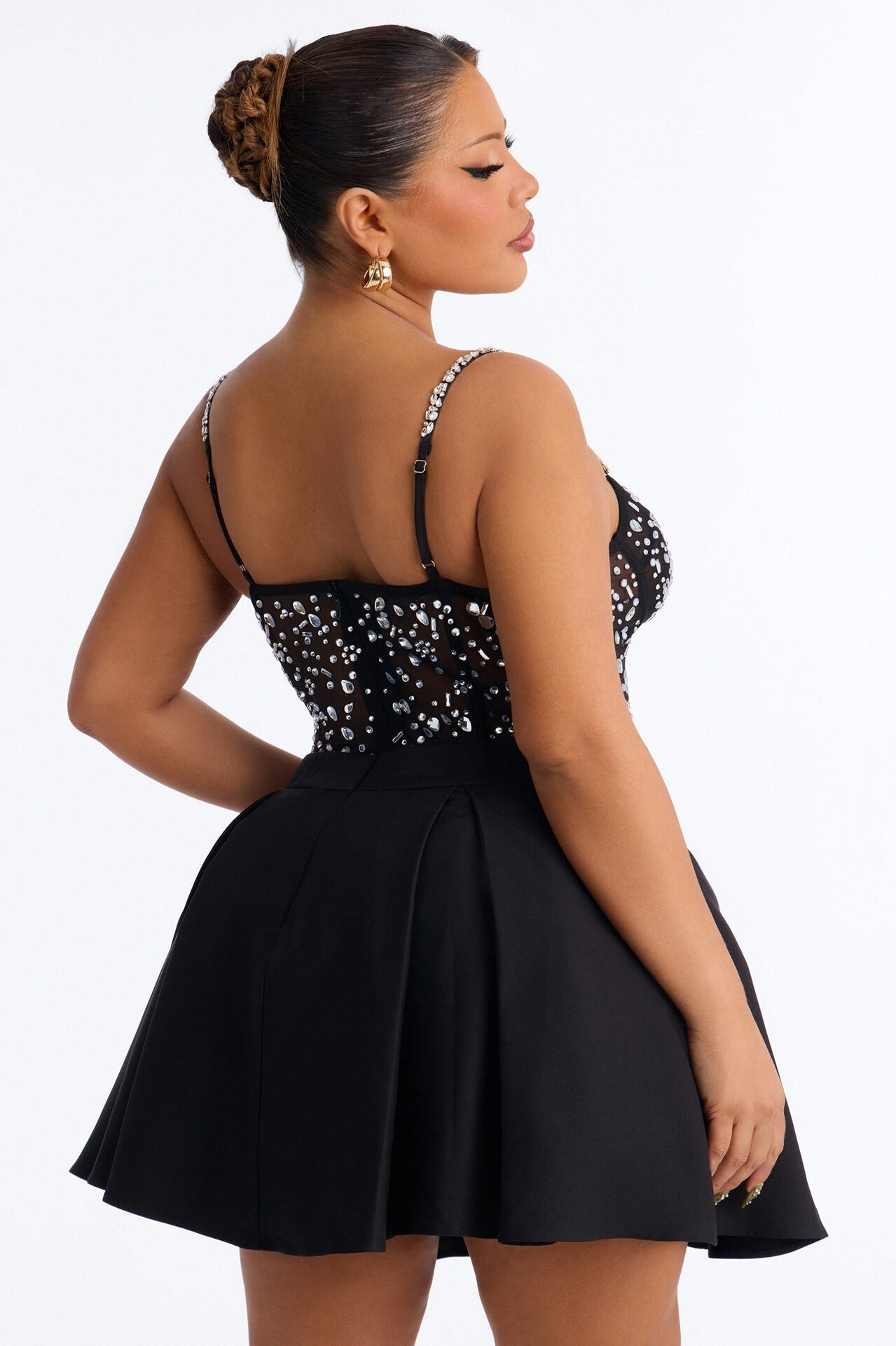 All About Me Embellished Mini Dress - Black