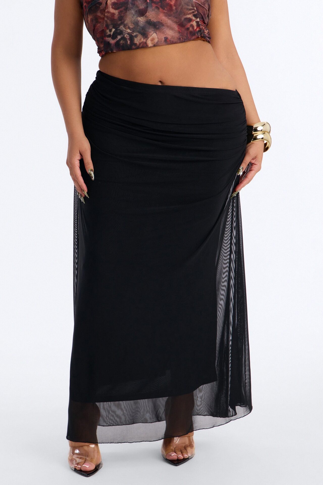 Sassy Swinger Asymmetric Waistband Maxi Skirt - Black