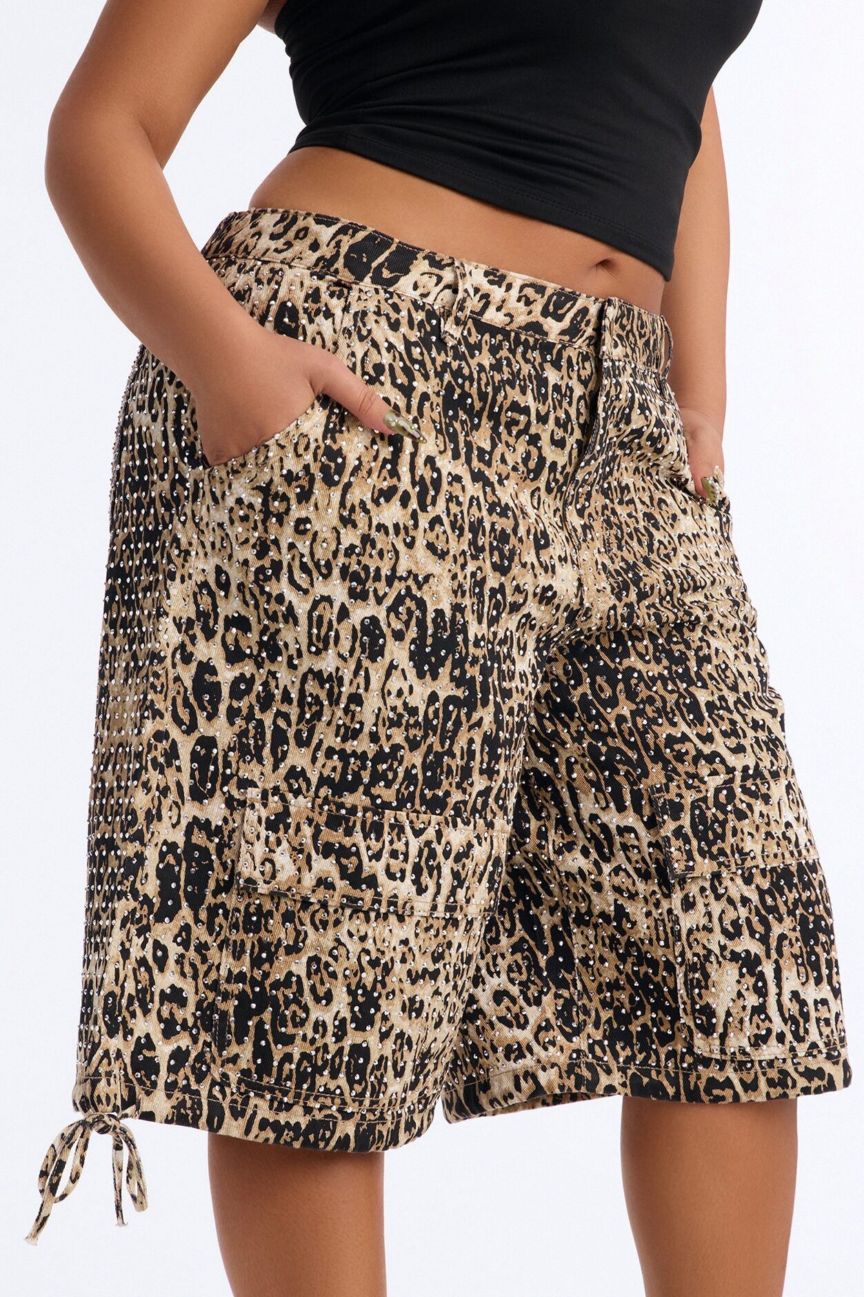 Look Don't Talk Embellished Leopard Bermuda Short - Leopard