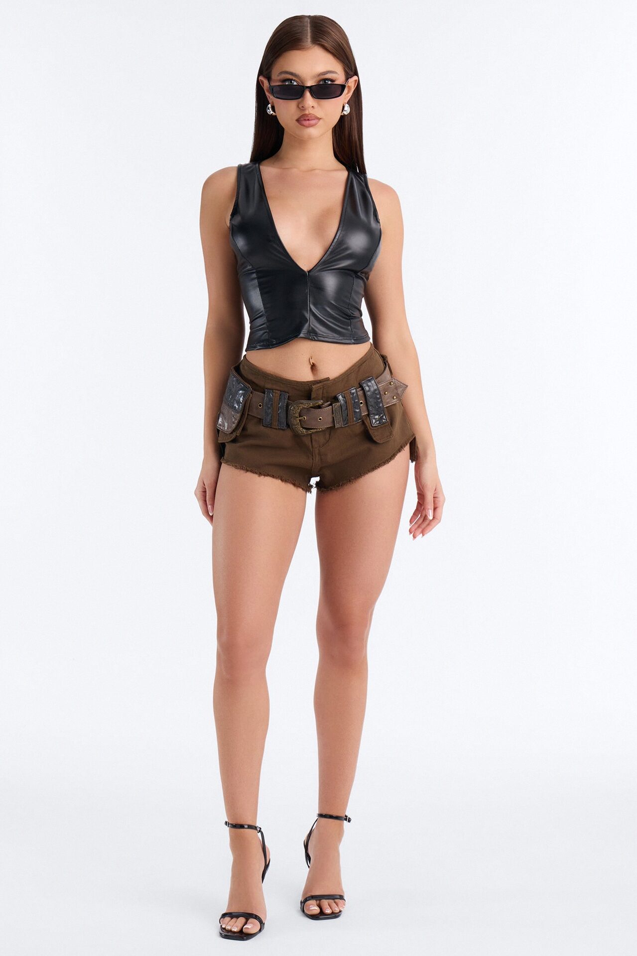 Adventure Calls Belted Distressed Micro Short - Military Green