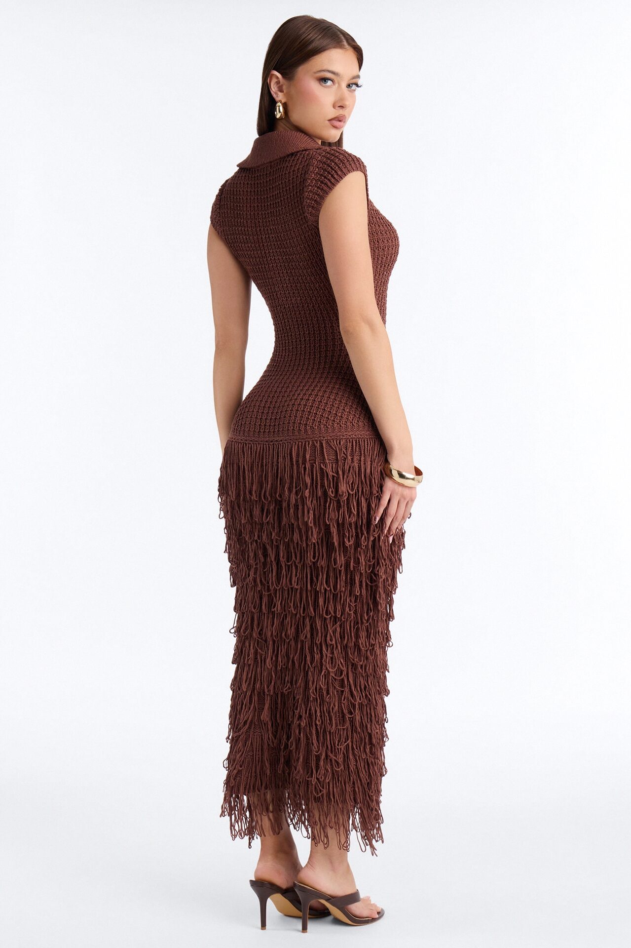 Catalina Crochet Maxi Dress - Chocolate