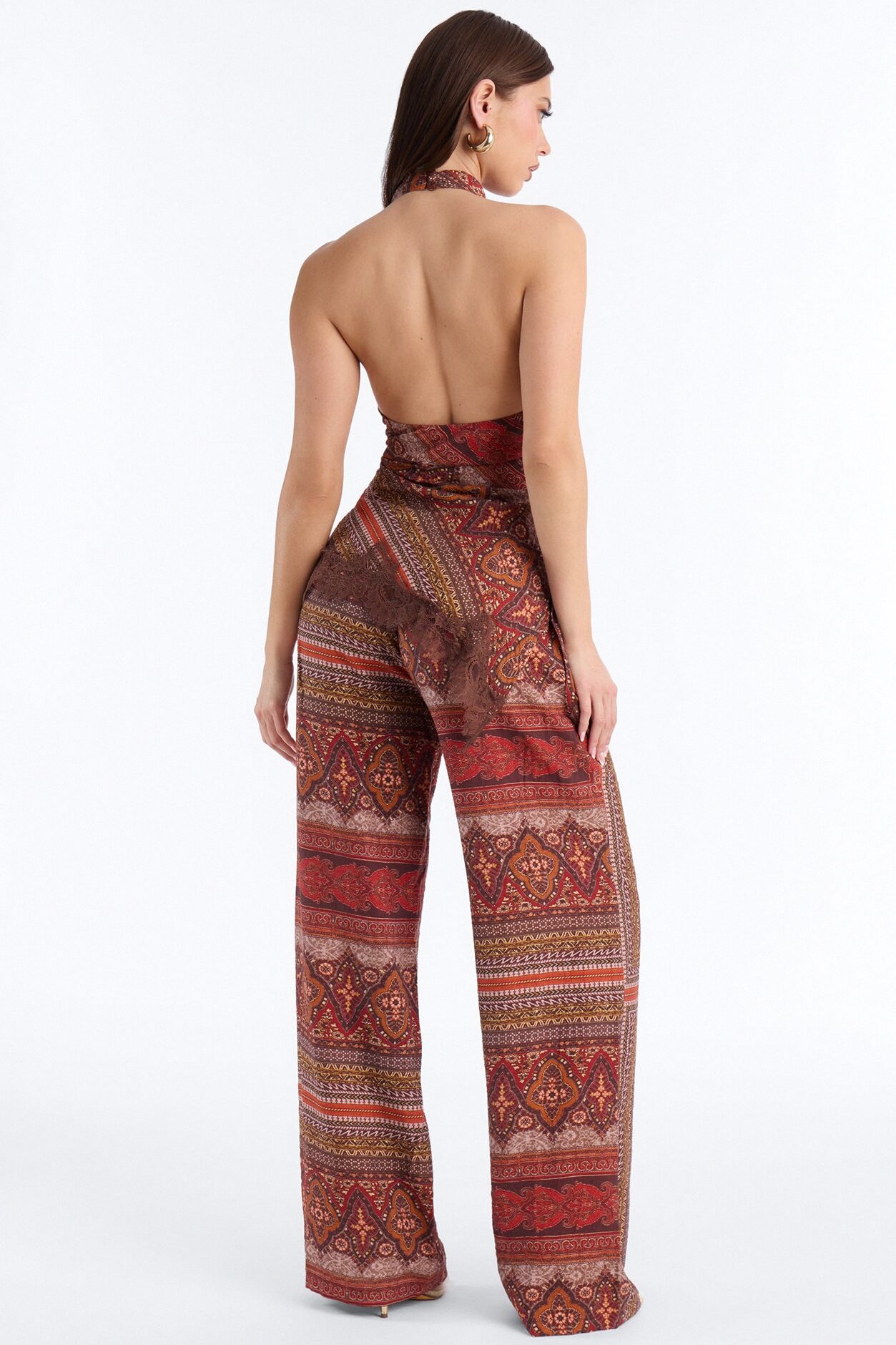 Normani Paisley Halter Pant Set - Rust/combo