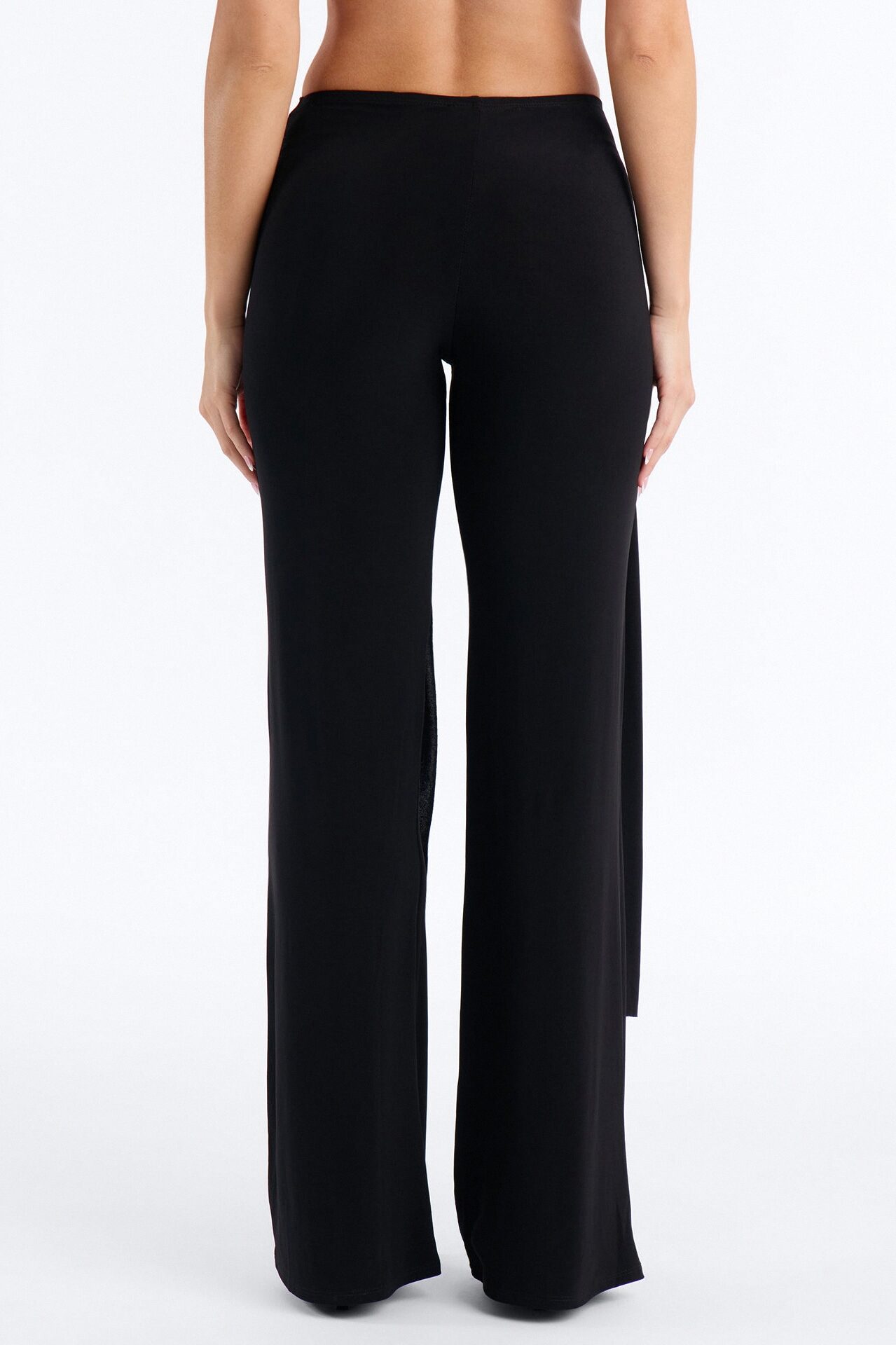 Sakura High Rise Tie Waist Flare Pants - Black