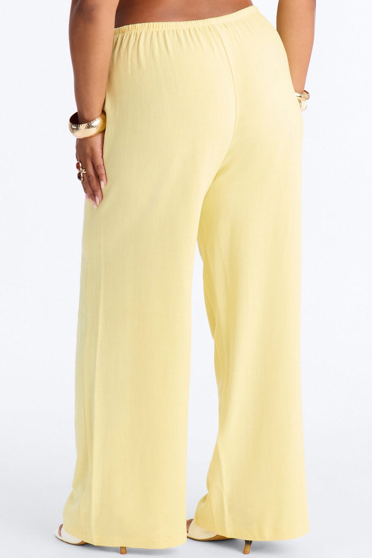 Kienna Low Rise Linen Wide Leg Pant 30″ - Butter Yellow