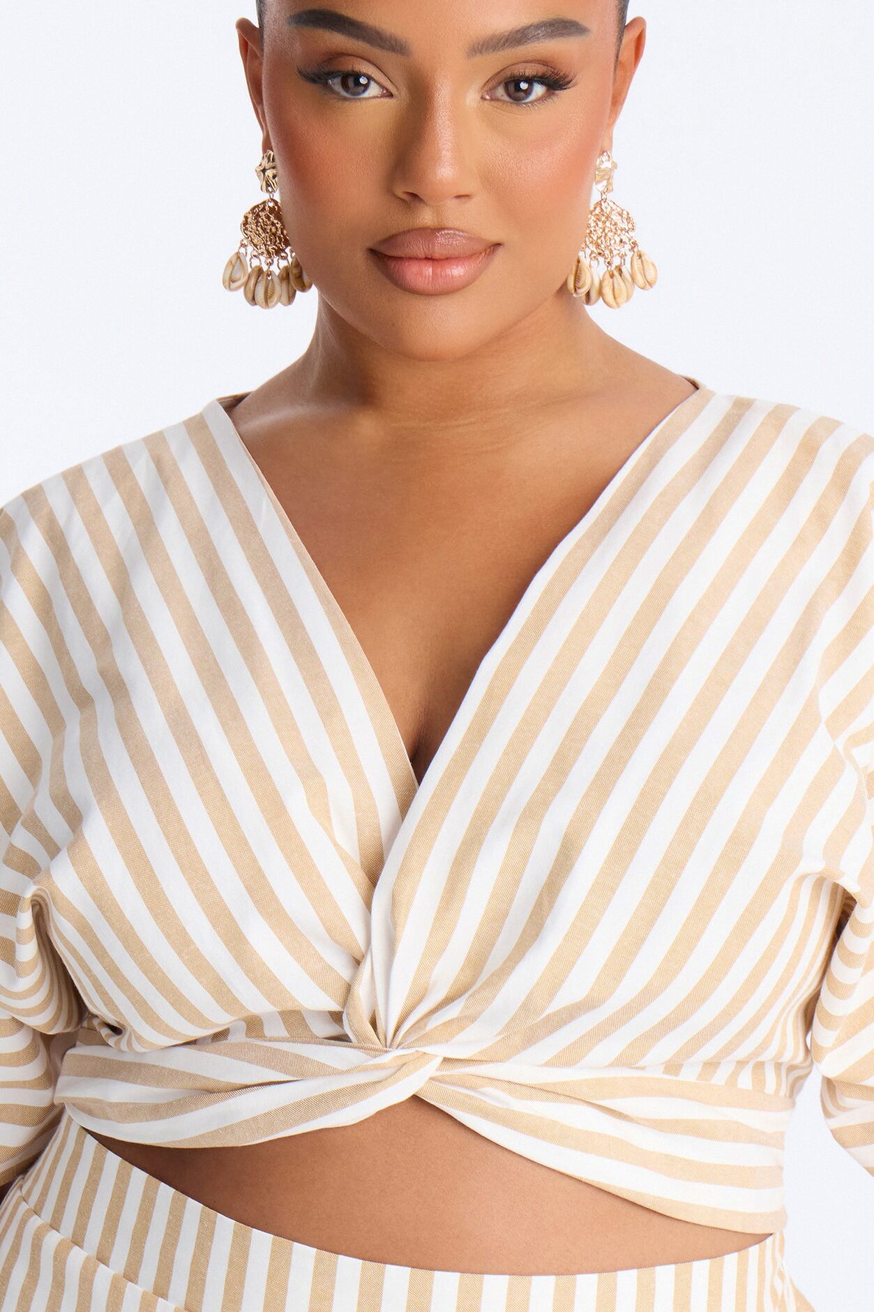 Nantucket Stripe Pant Set - Taupe