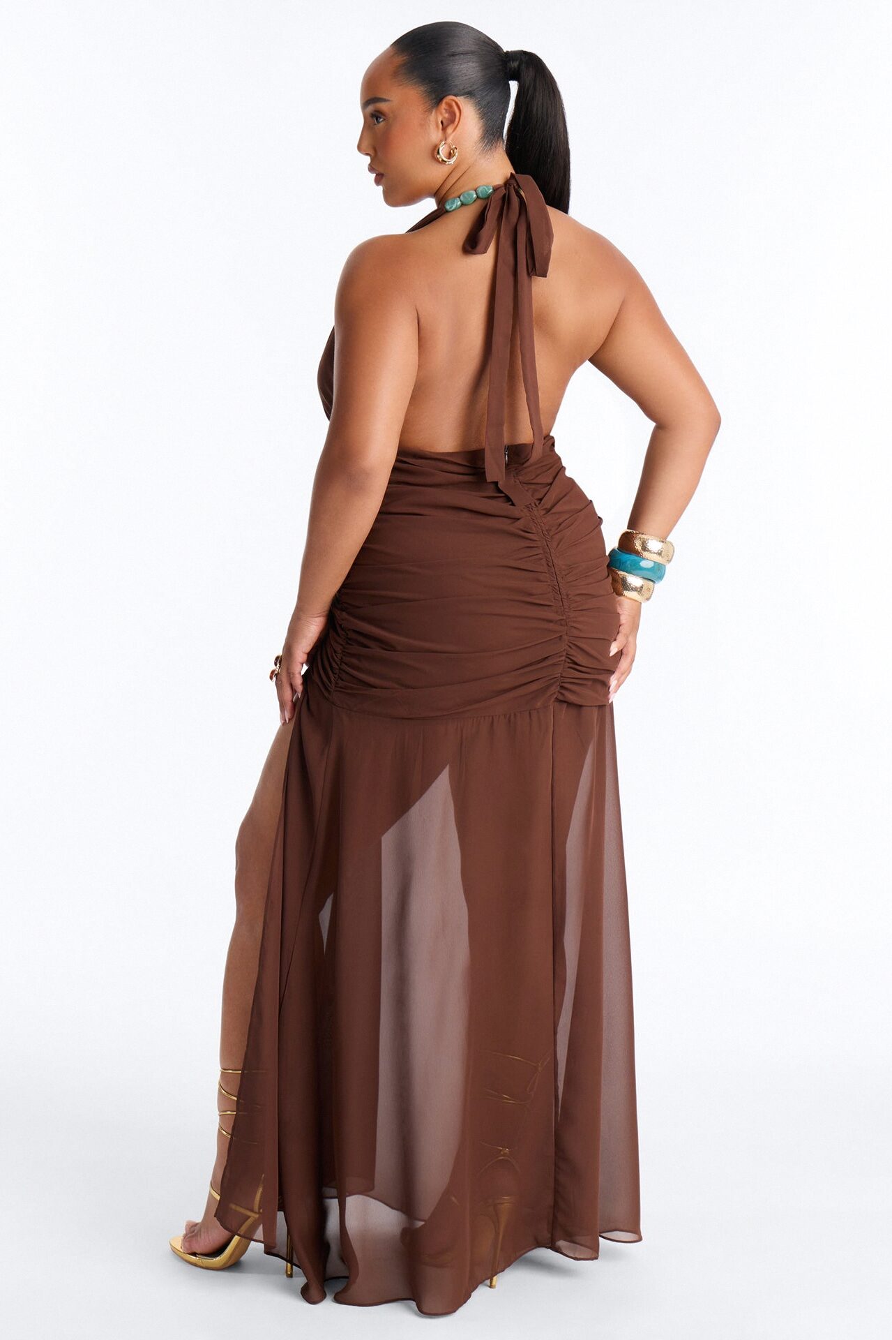 Lumi Rae Chiffon Maxi Dress - Brown