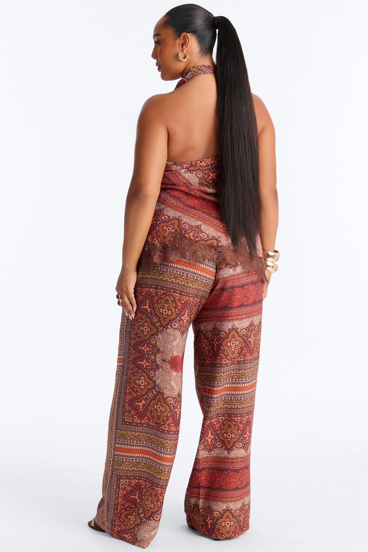 Normani Paisley Halter Pant Set - Rust/combo